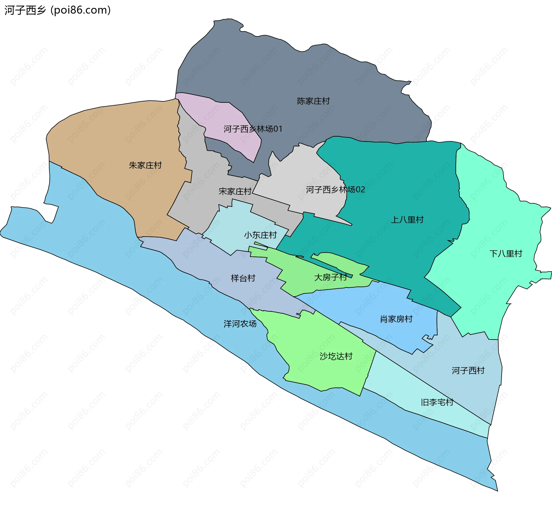 河子西乡边界地图(五级行政区划)