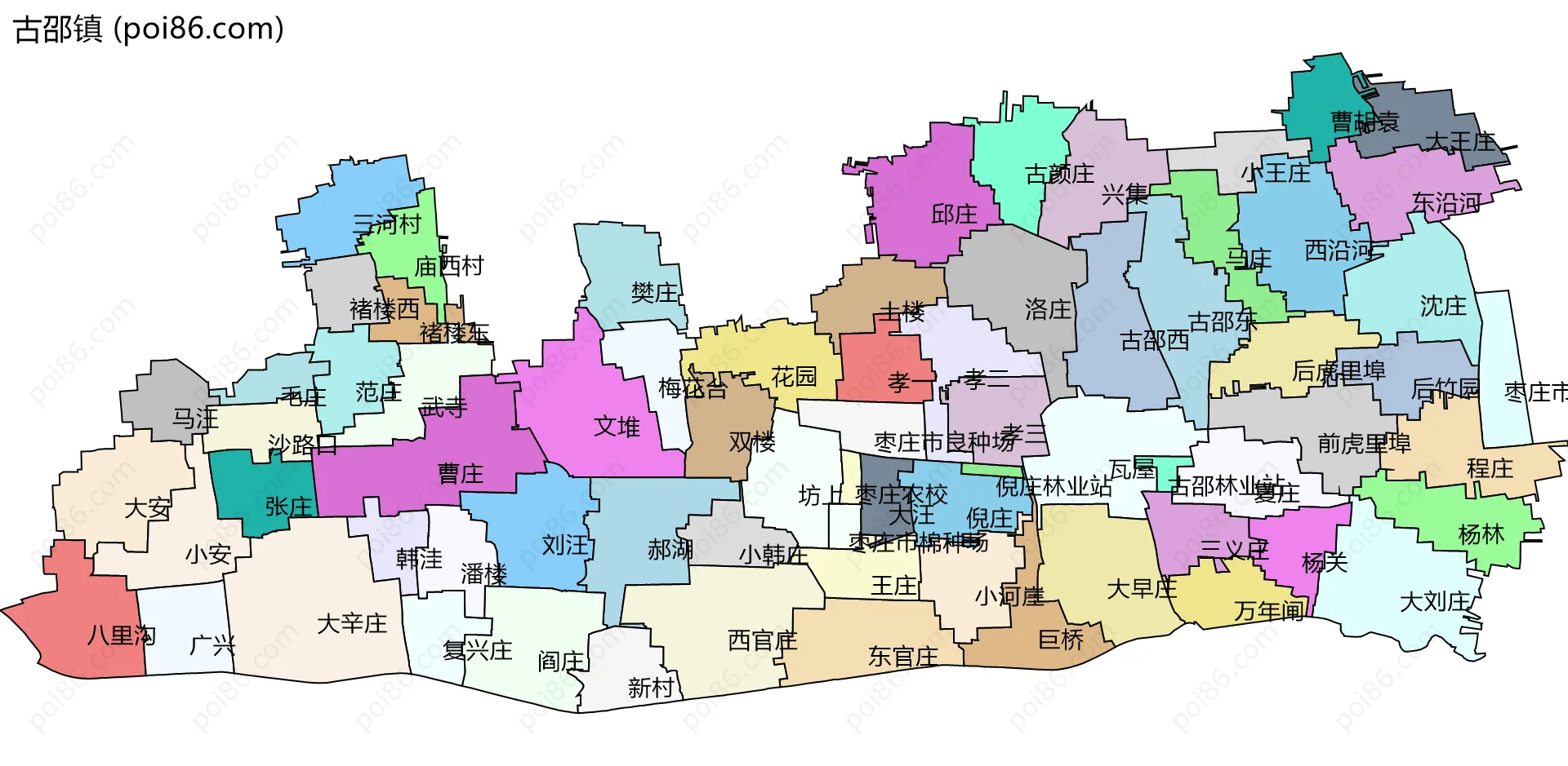 古邵镇边界地图(五级行政区划)