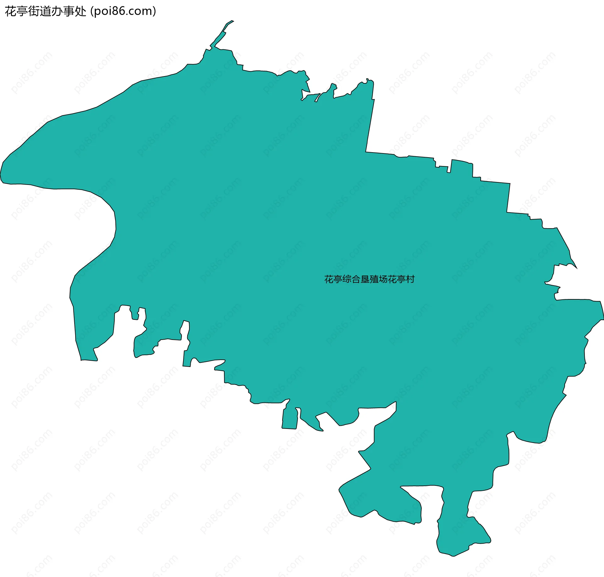 花亭街道办事处边界地图(五级行政区划)