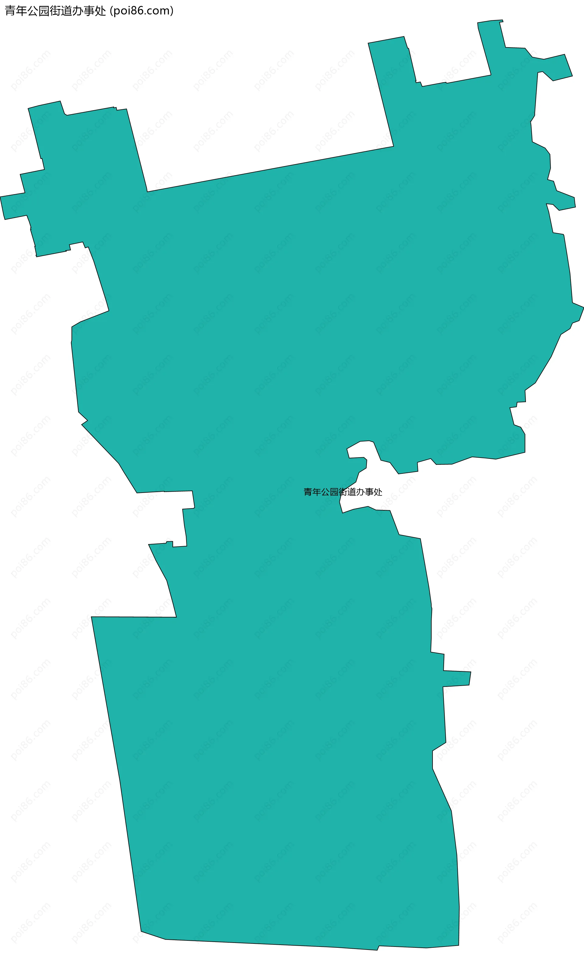 青年公园街道办事处边界地图(五级行政区划)
