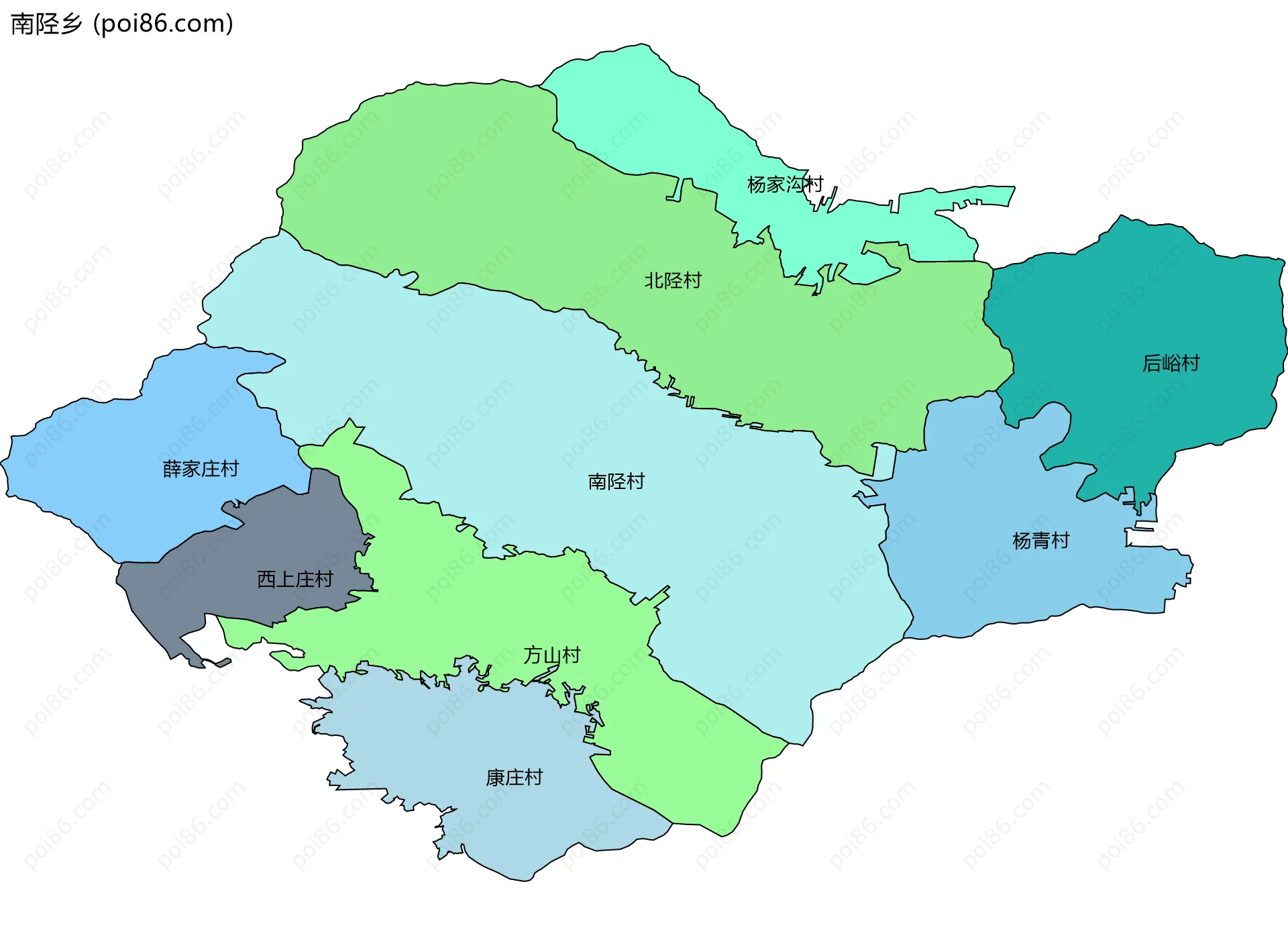 南陉乡边界地图(五级行政区划)