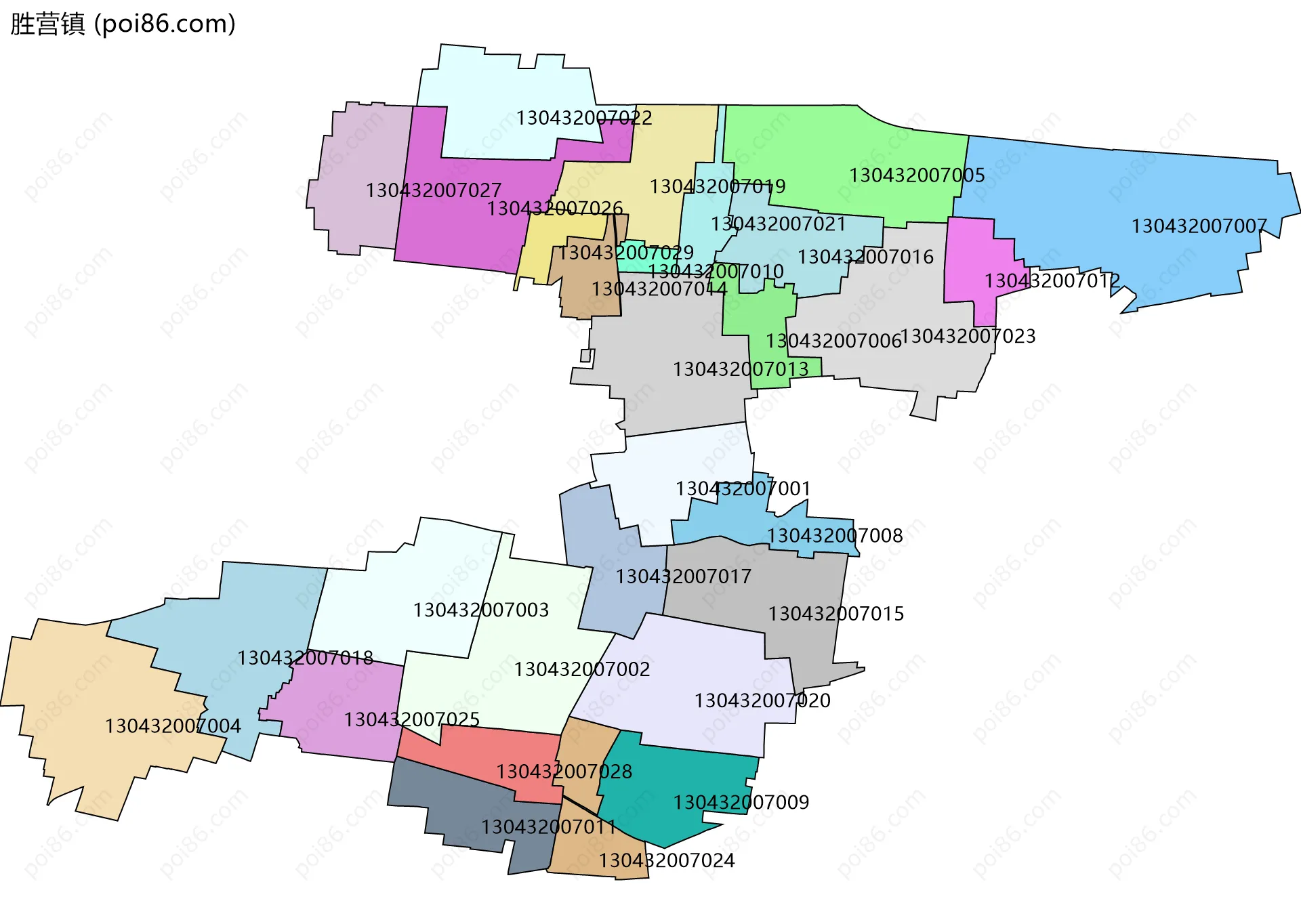 胜营镇边界地图(五级行政区划)