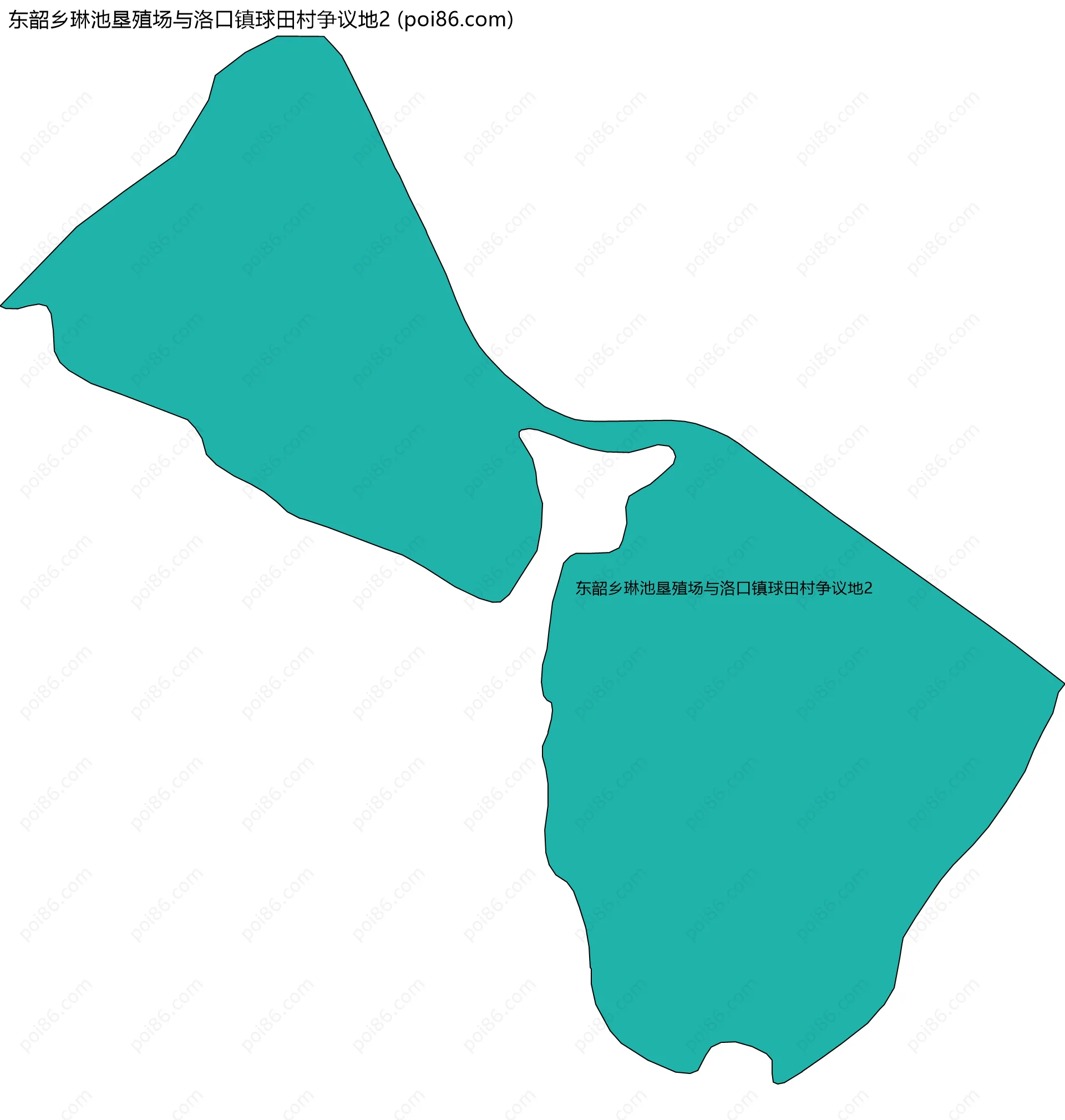 东韶乡琳池垦殖场与洛口镇球田村争议地2边界地图