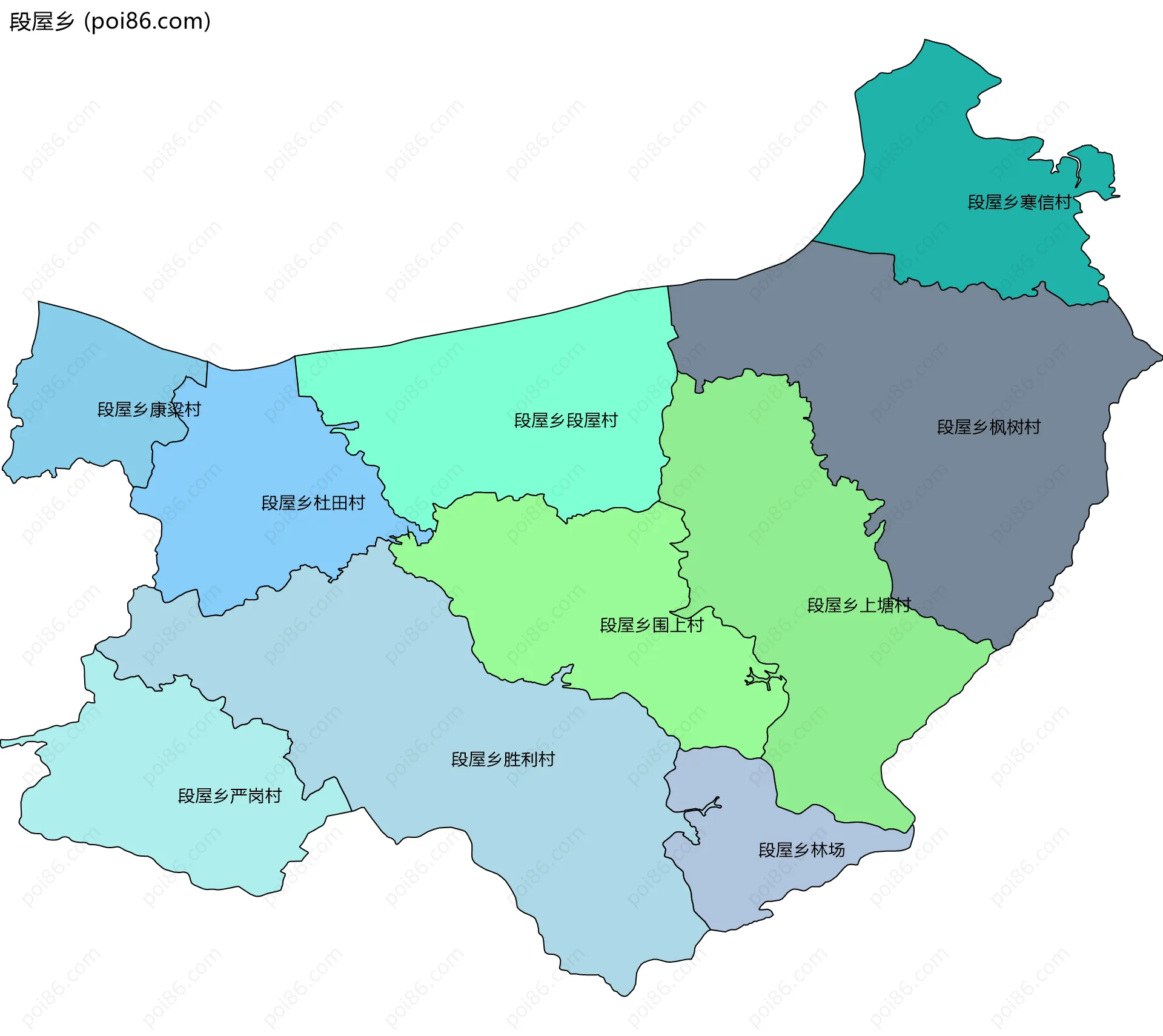 段屋乡边界地图(五级行政区划)