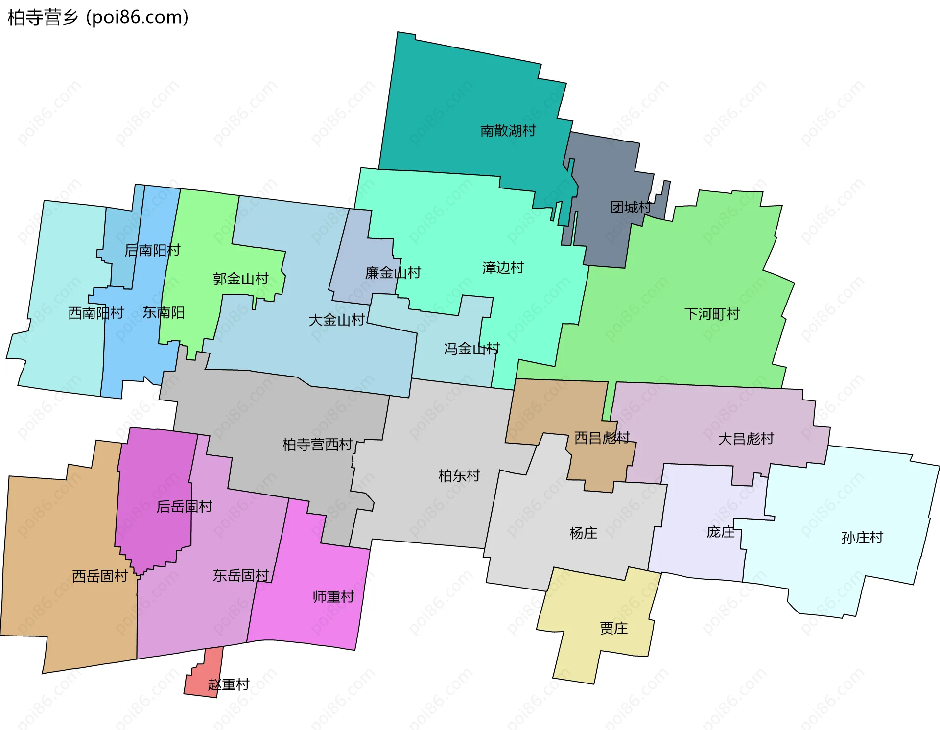 柏寺营乡边界地图(五级行政区划)