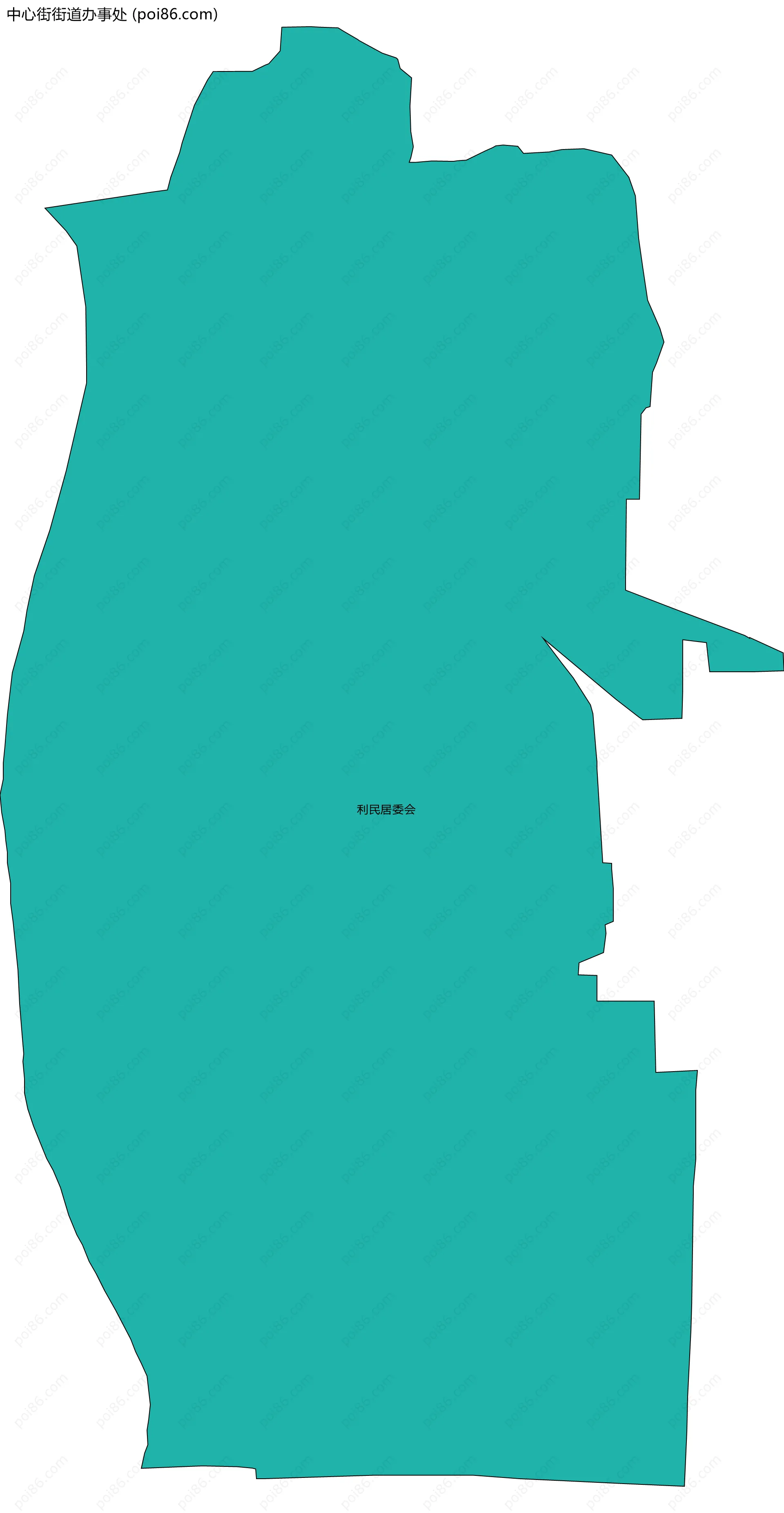 中心街街道办事处边界地图(五级行政区划)