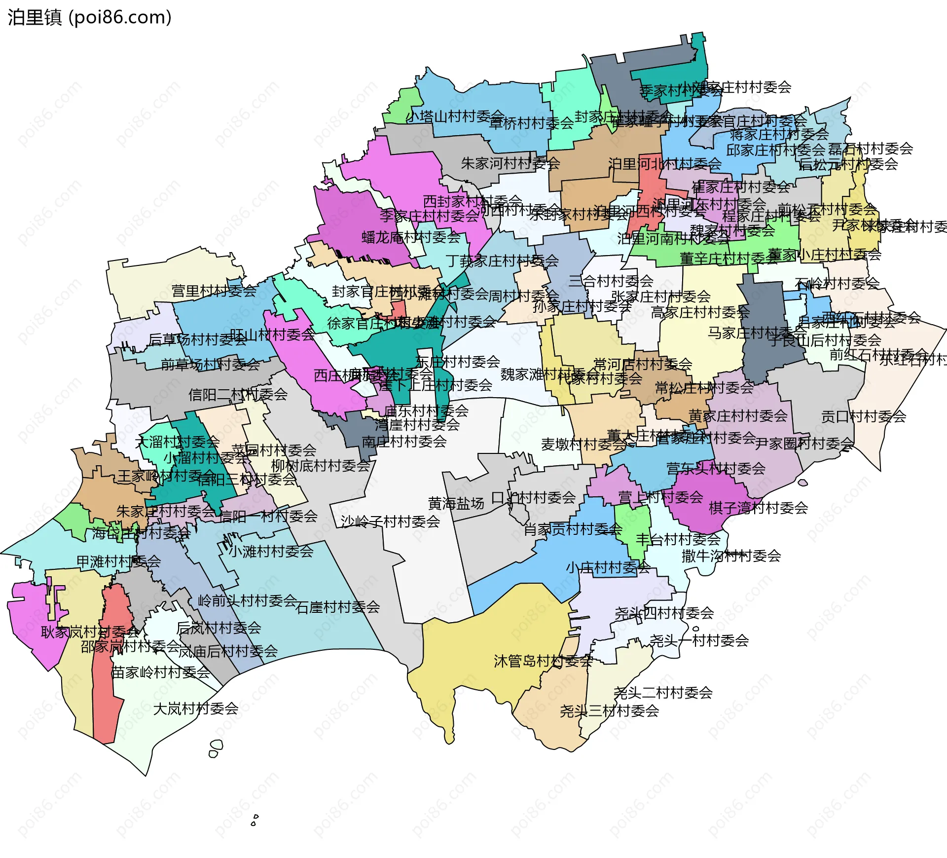 泊里镇边界地图(五级行政区划)