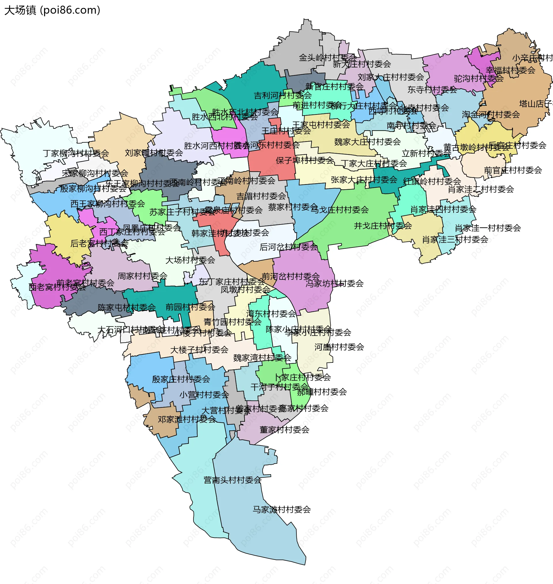 大场镇边界地图(五级行政区划)