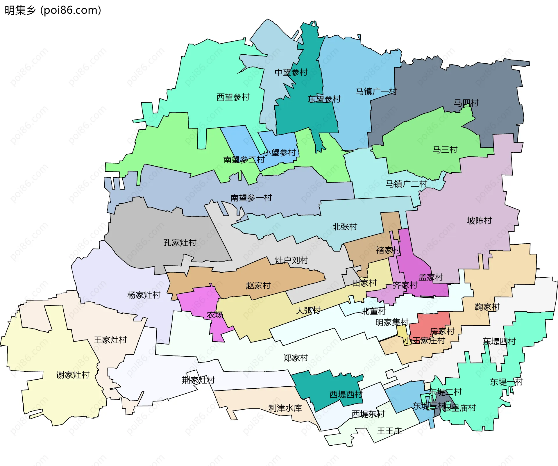 明集乡边界地图(五级行政区划)