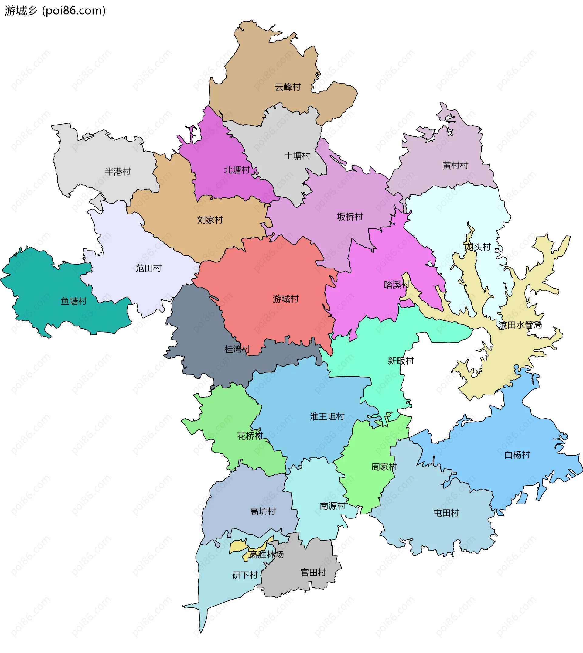 游城乡边界地图(五级行政区划)