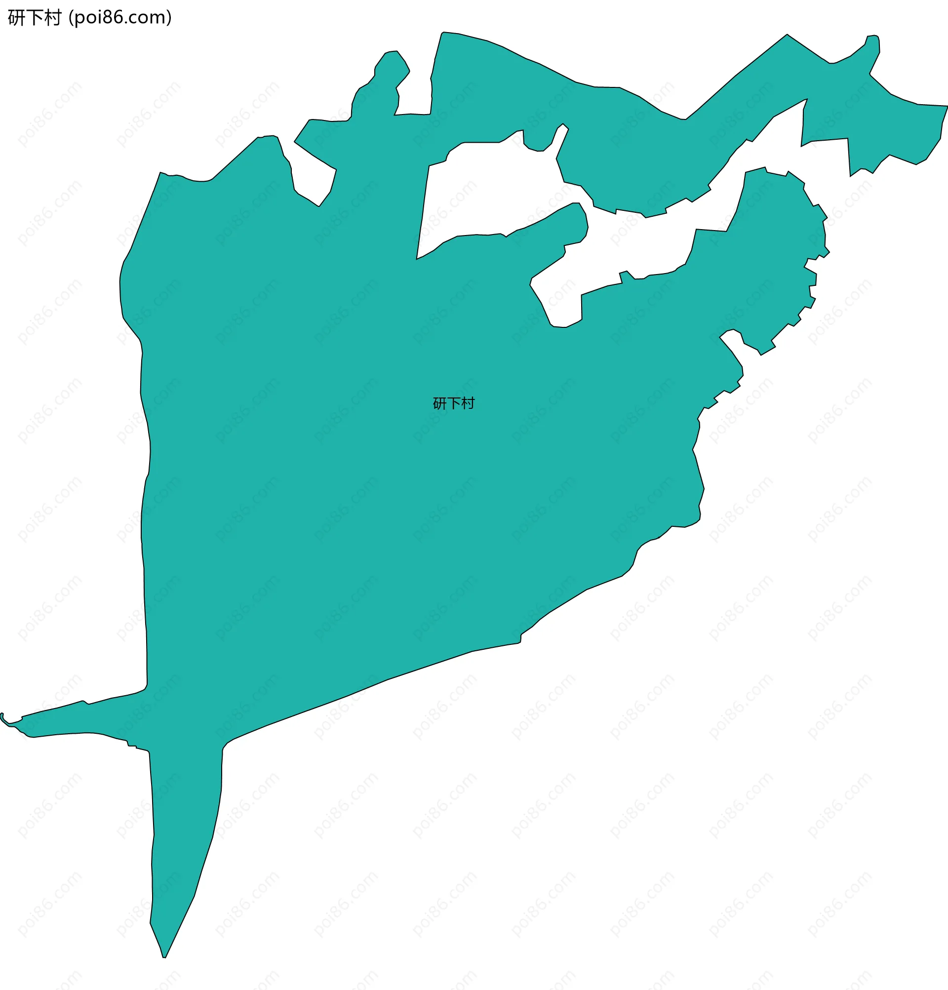 研下村边界地图
