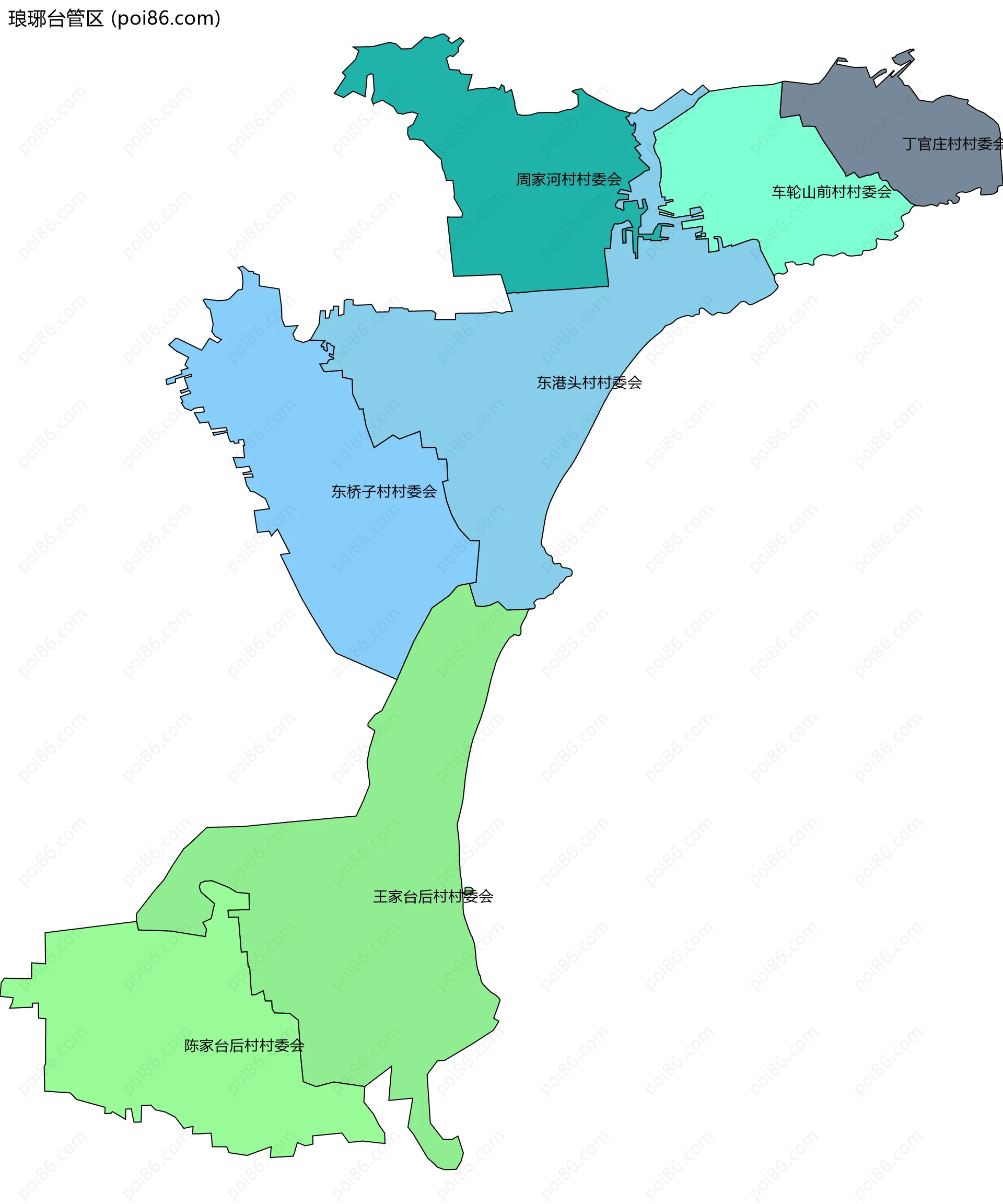 琅琊台管区边界地图(五级行政区划)