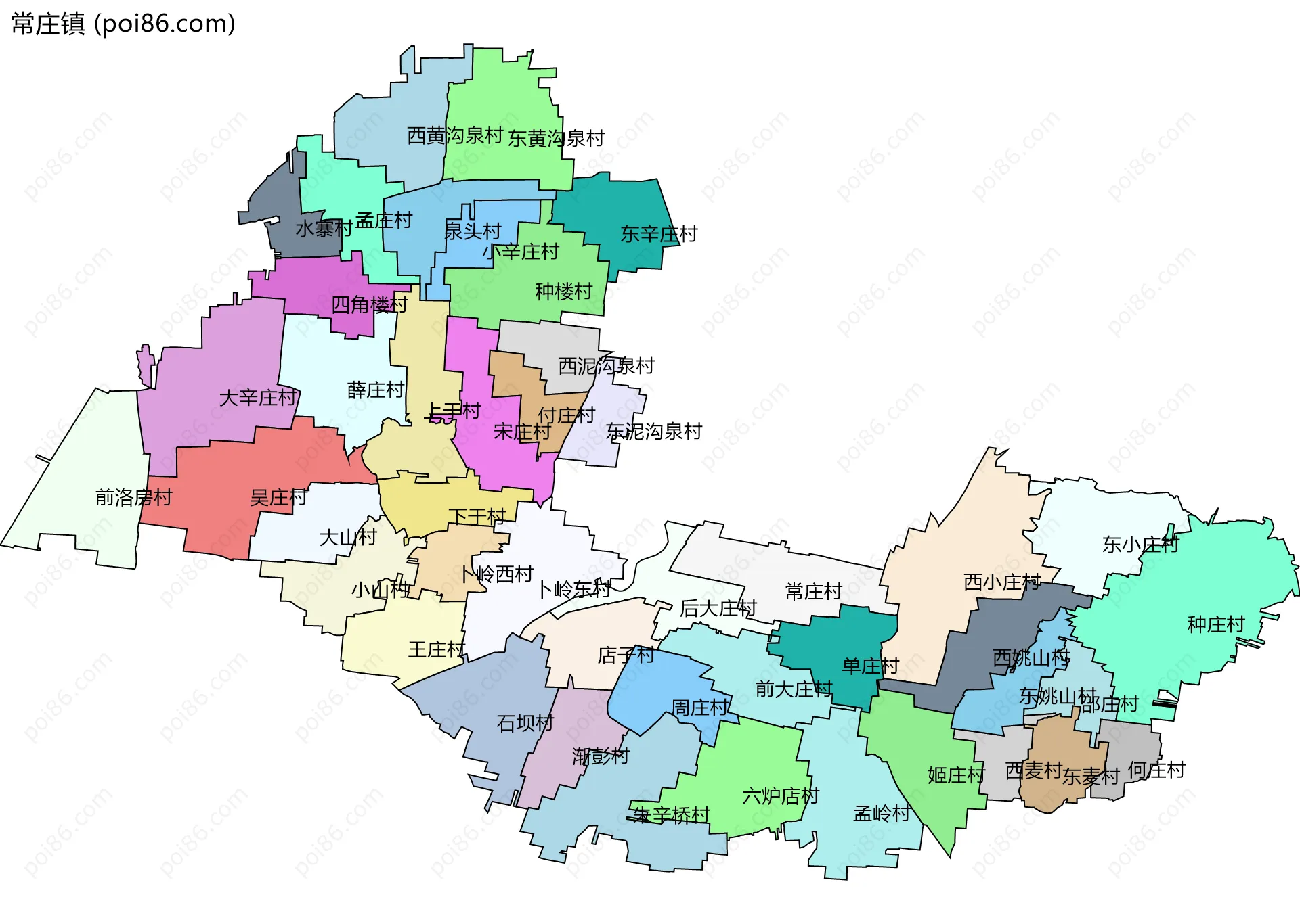 常庄镇边界地图(五级行政区划)