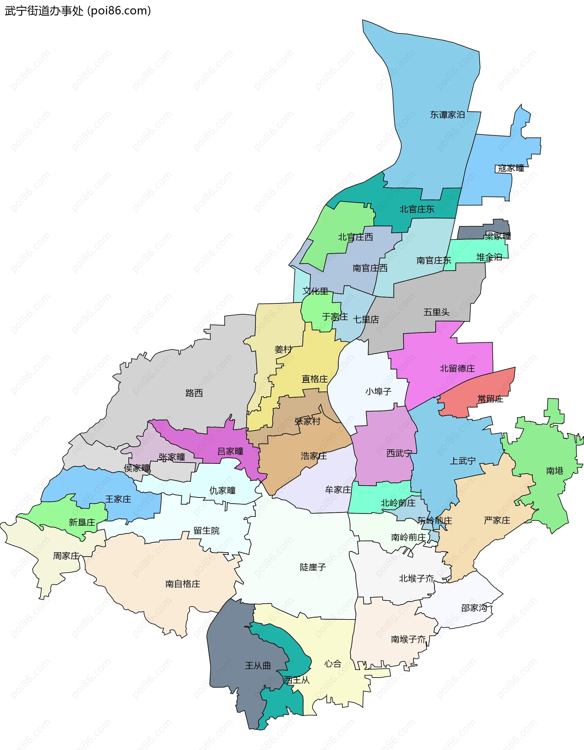 武宁街道办事处边界地图(五级行政区划)