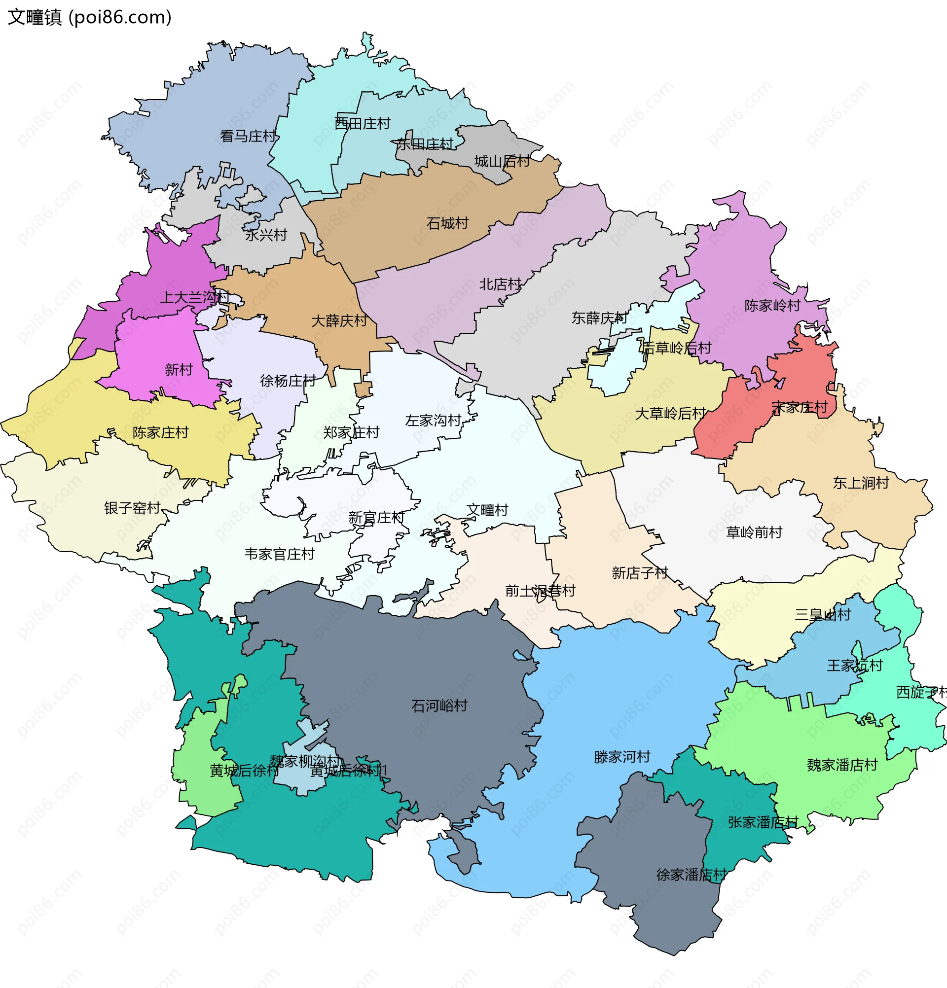 文疃镇边界地图(五级行政区划)