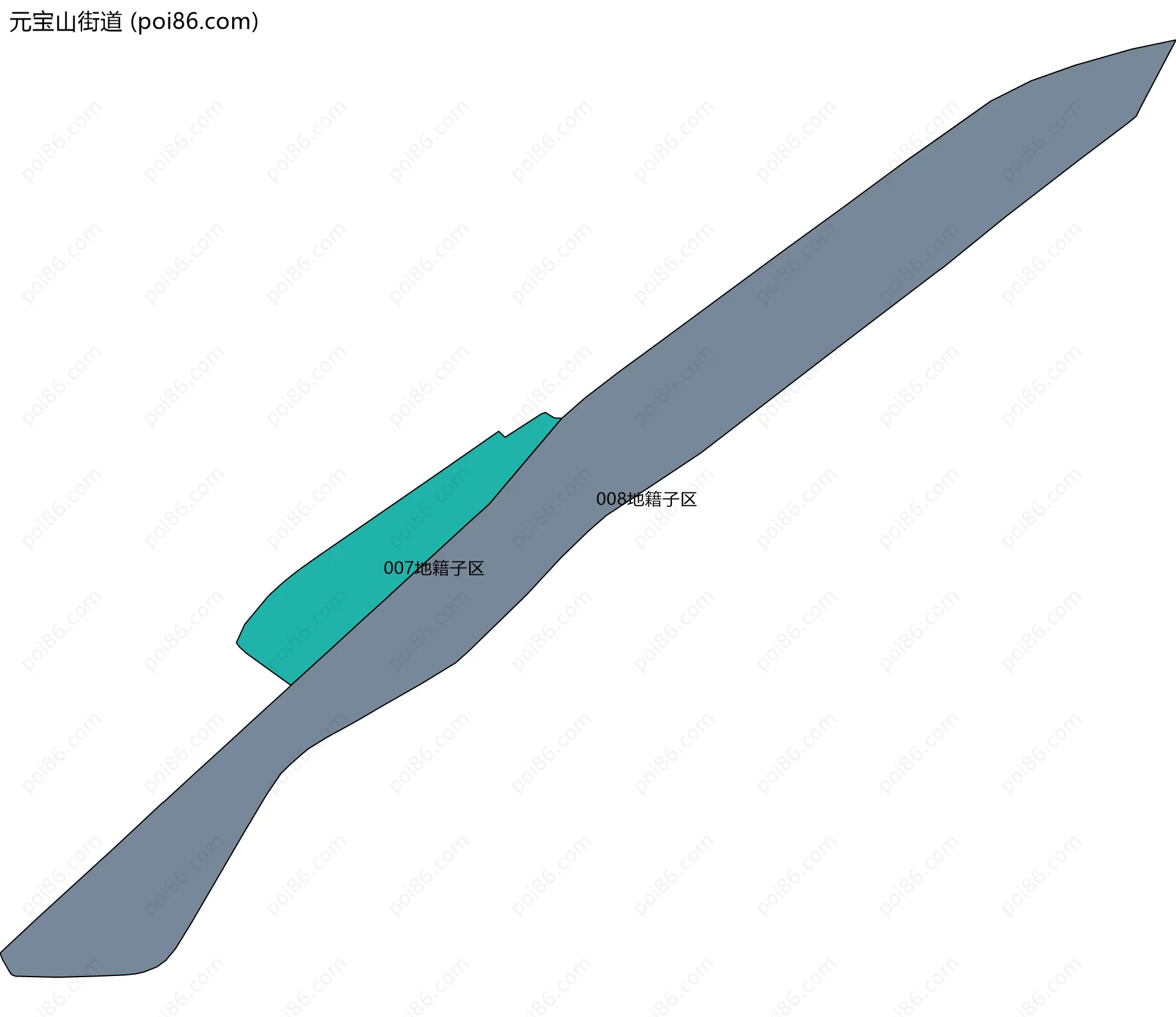 元宝山街道边界地图(五级行政区划)