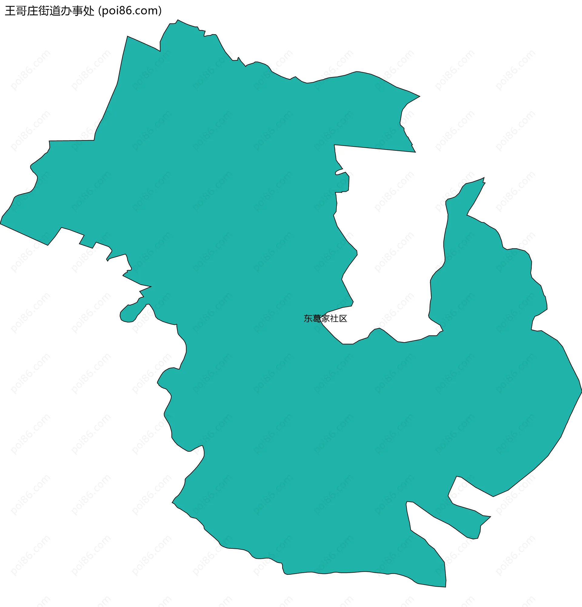 王哥庄街道办事处边界地图(五级行政区划)