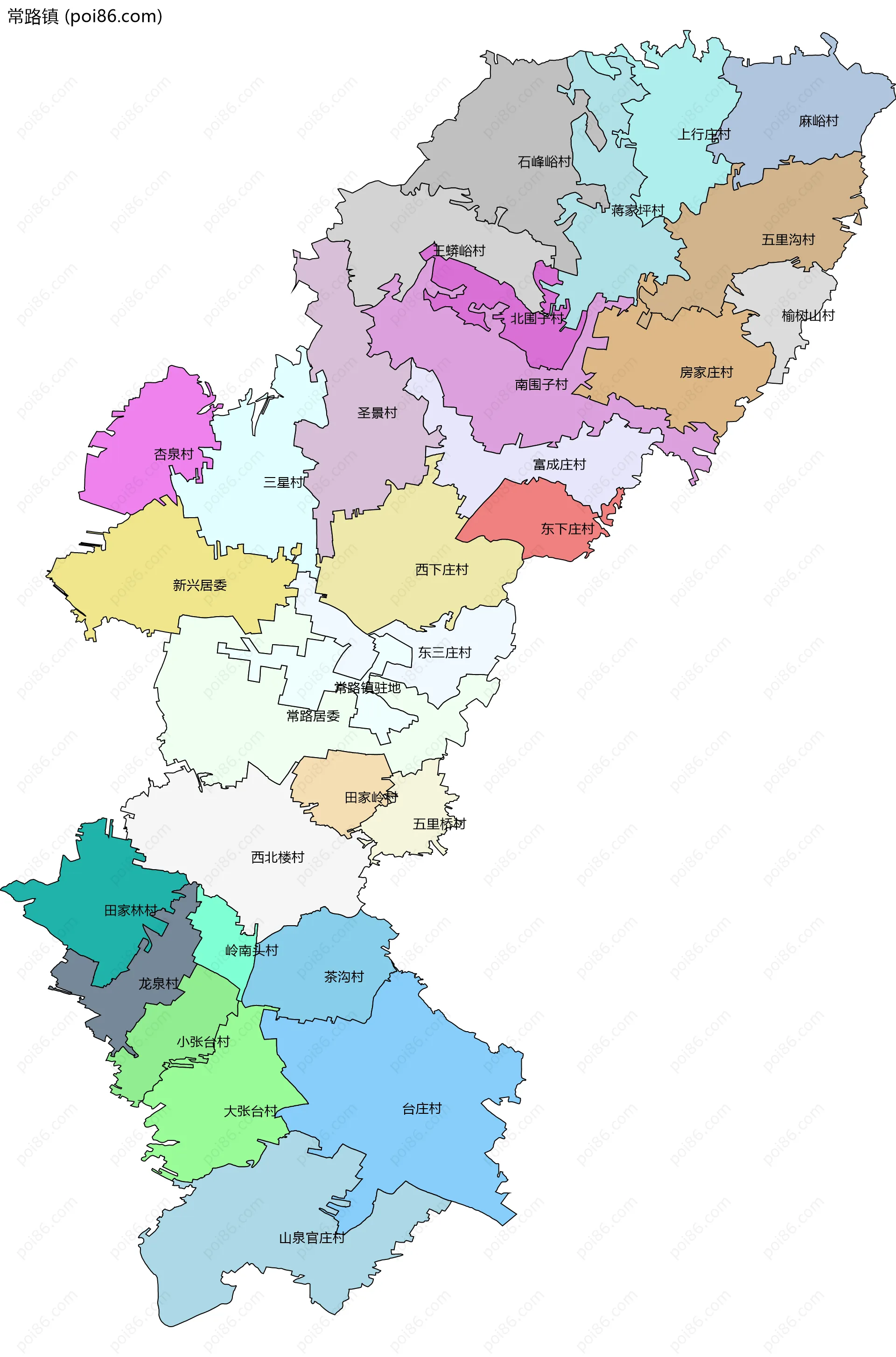 常路镇边界地图(五级行政区划)