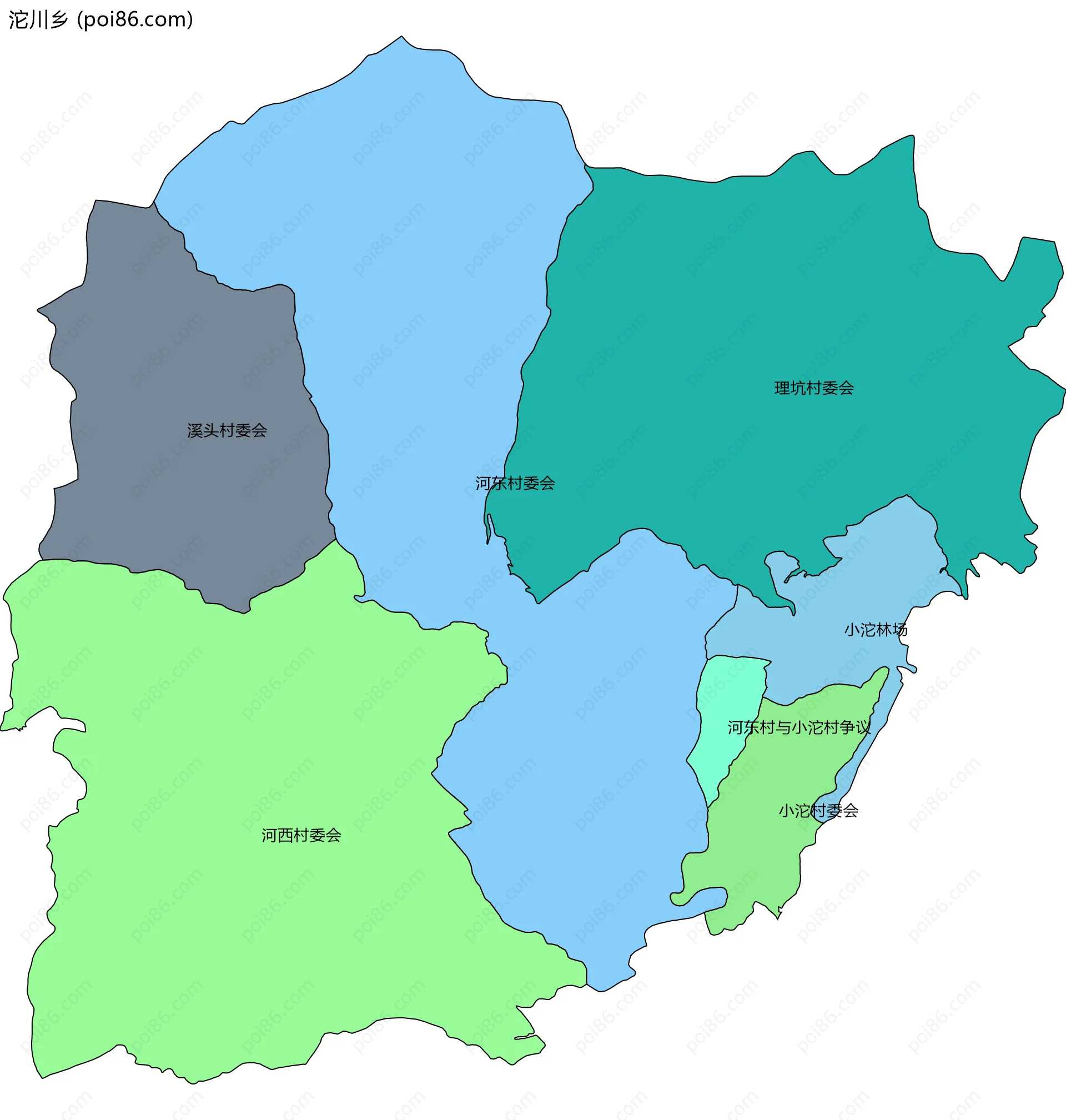 沱川乡边界地图(五级行政区划)