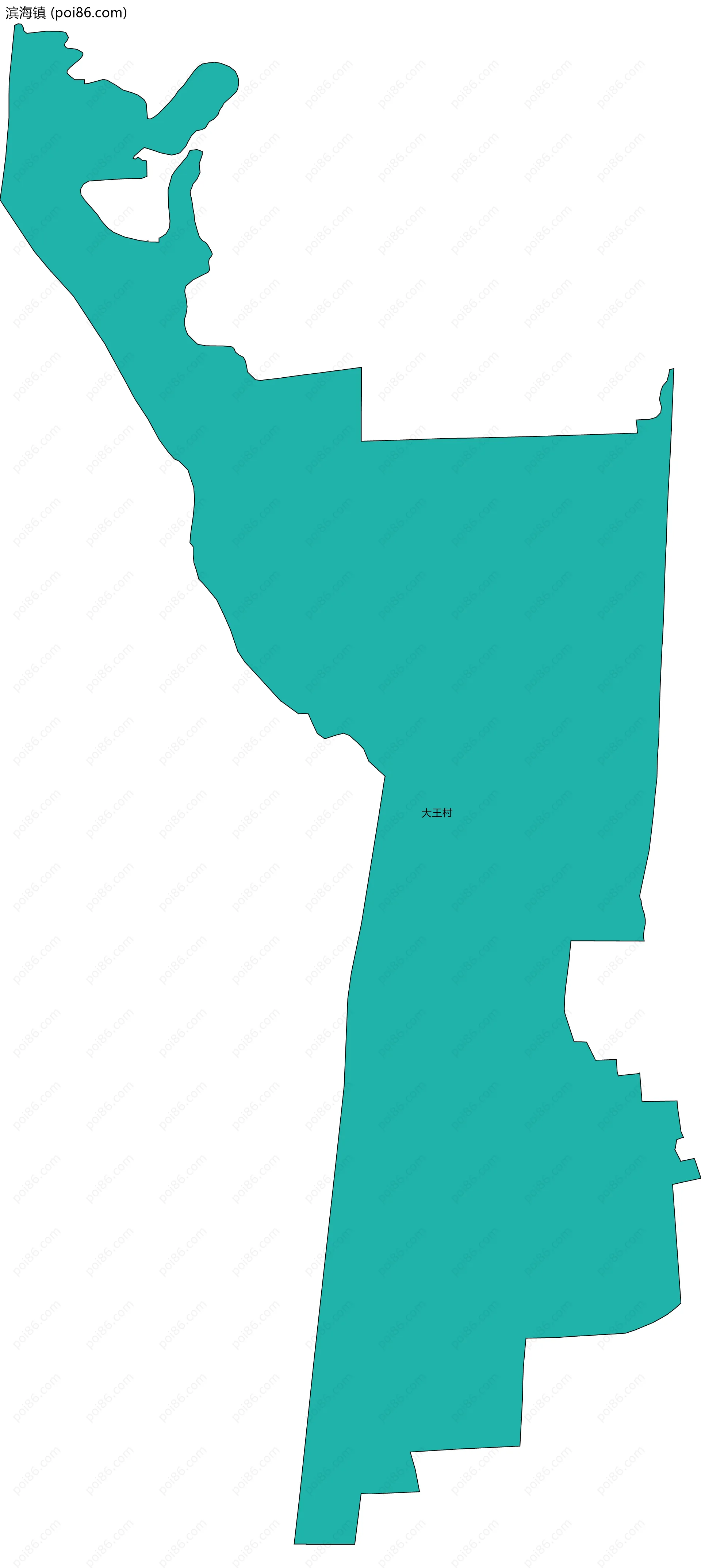 滨海镇边界地图(五级行政区划)