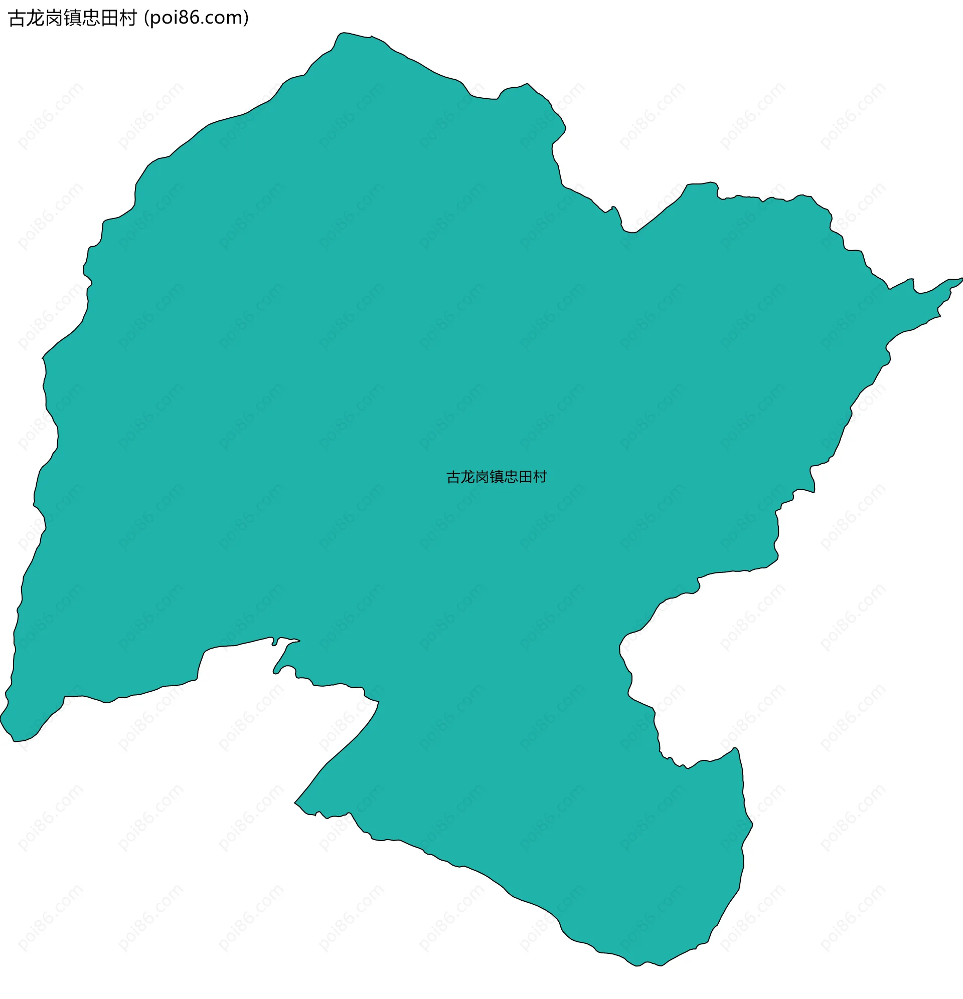 古龙岗镇忠田村边界地图