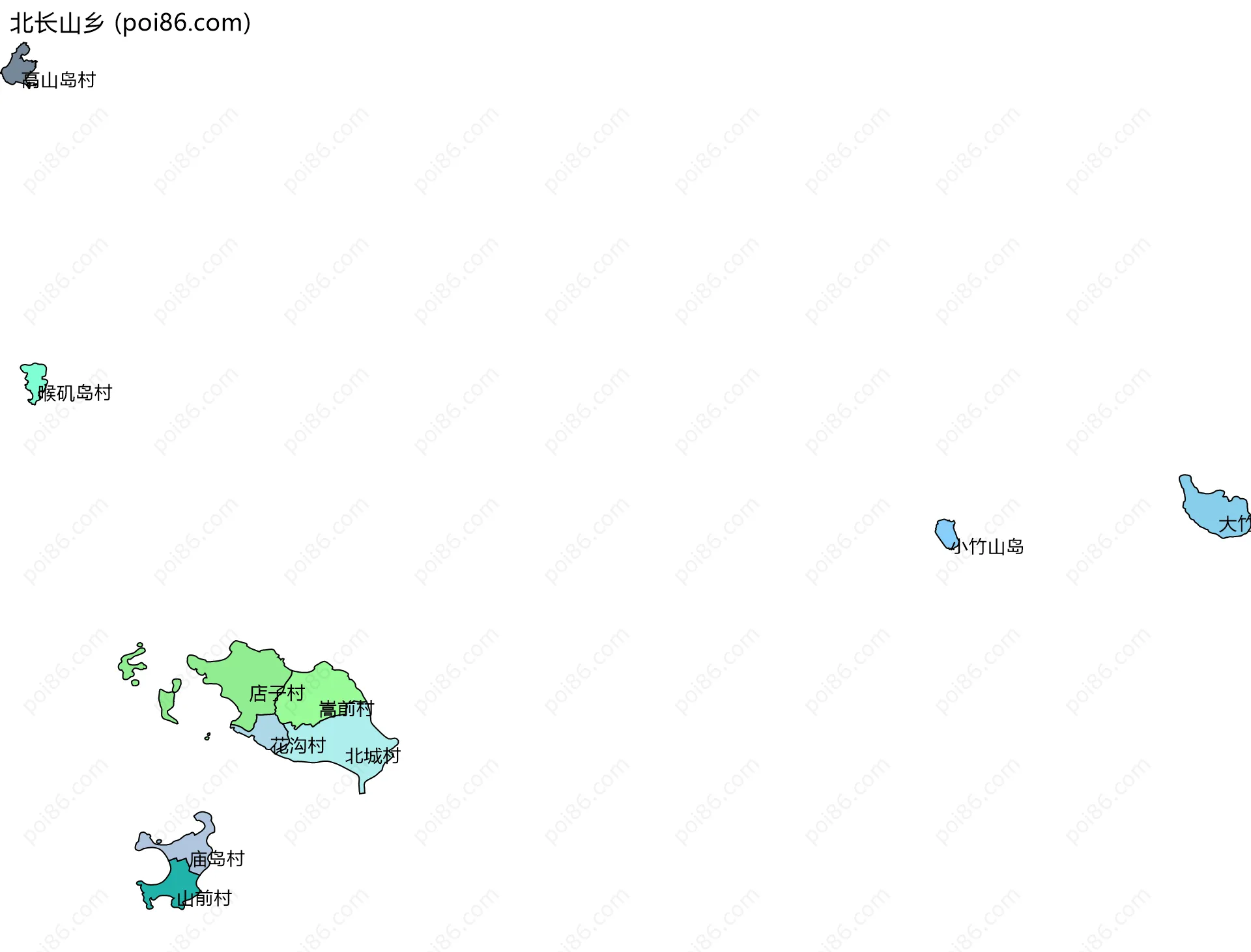 北长山乡边界地图(五级行政区划)