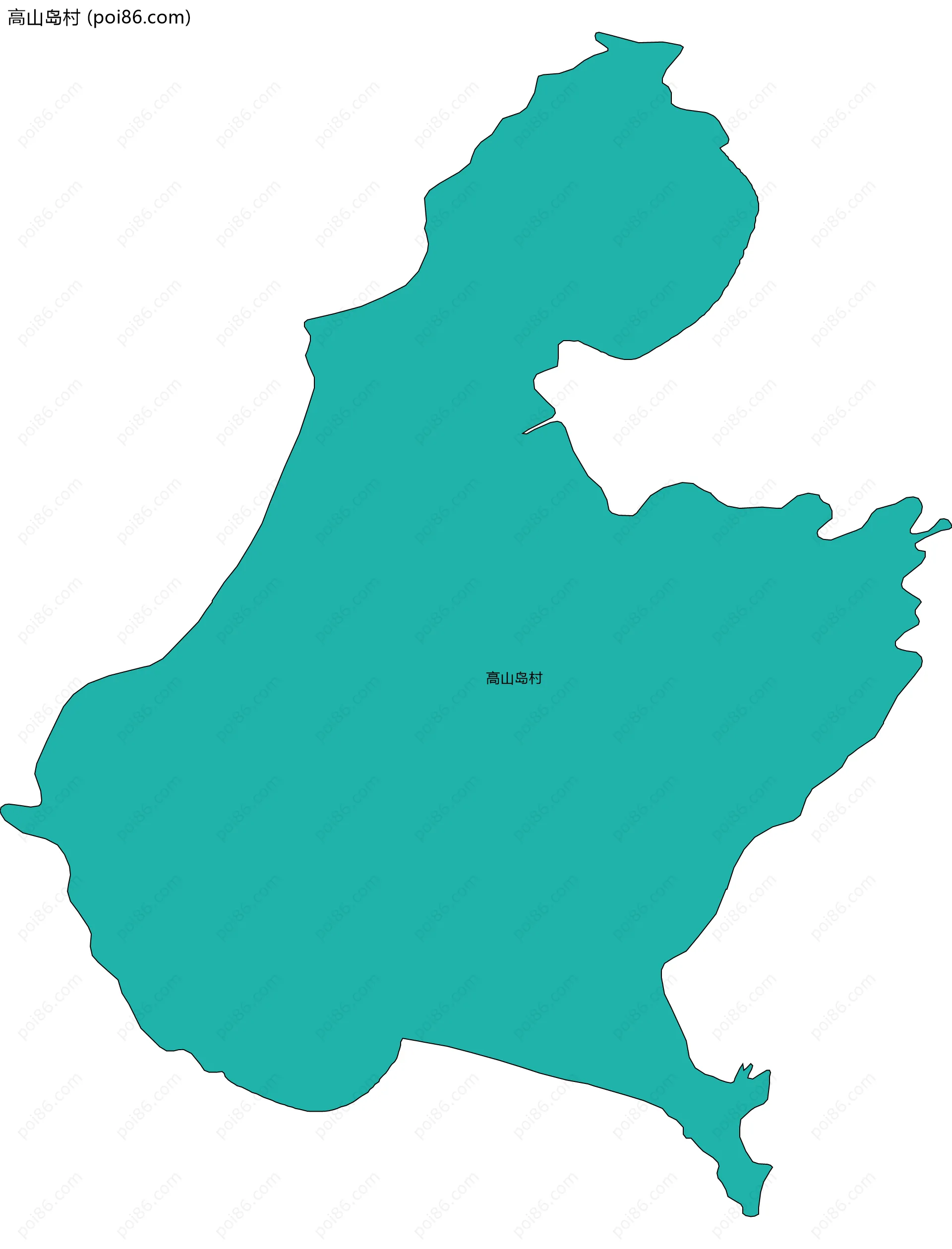 高山岛村边界地图