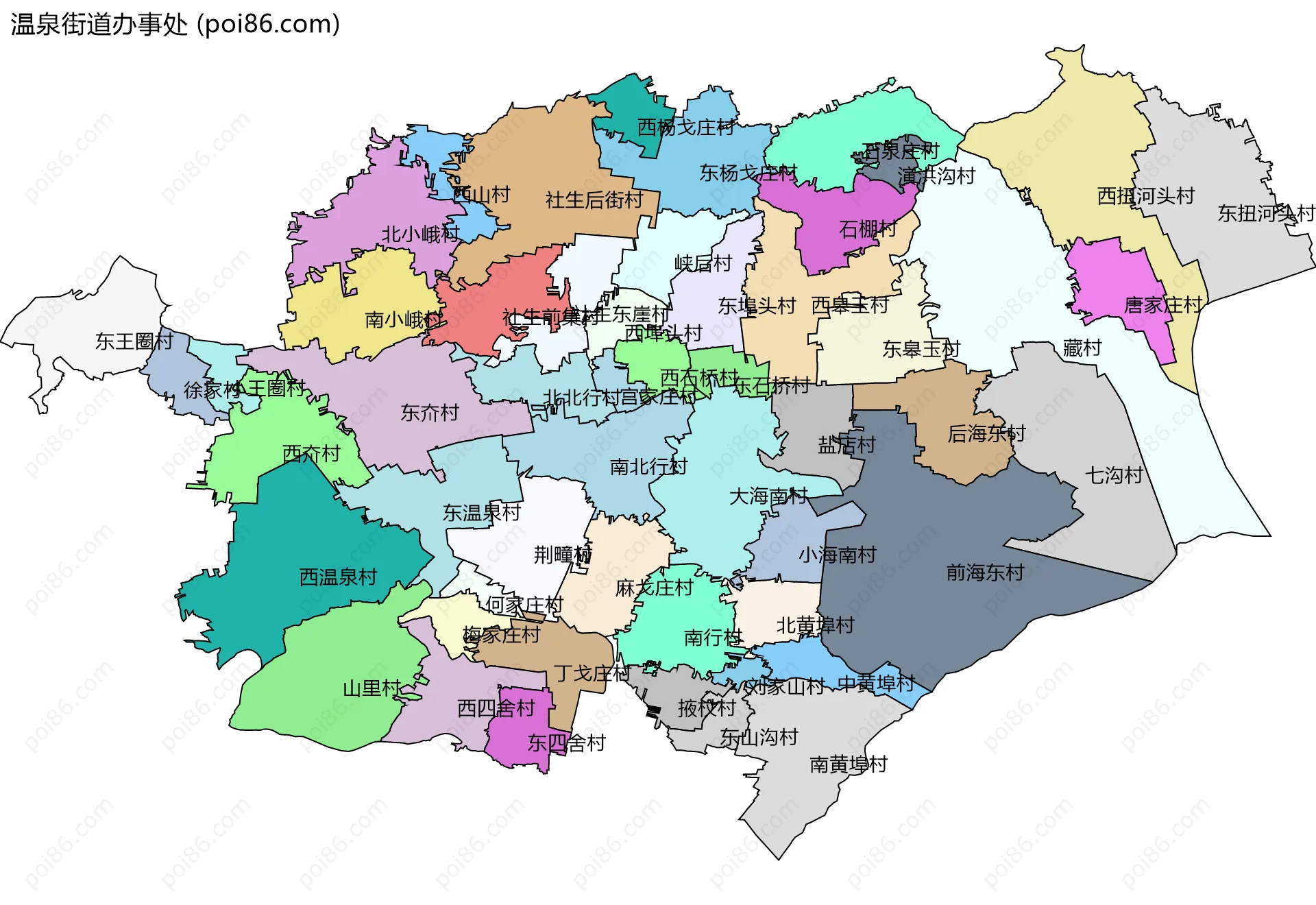温泉街道办事处边界地图(五级行政区划)