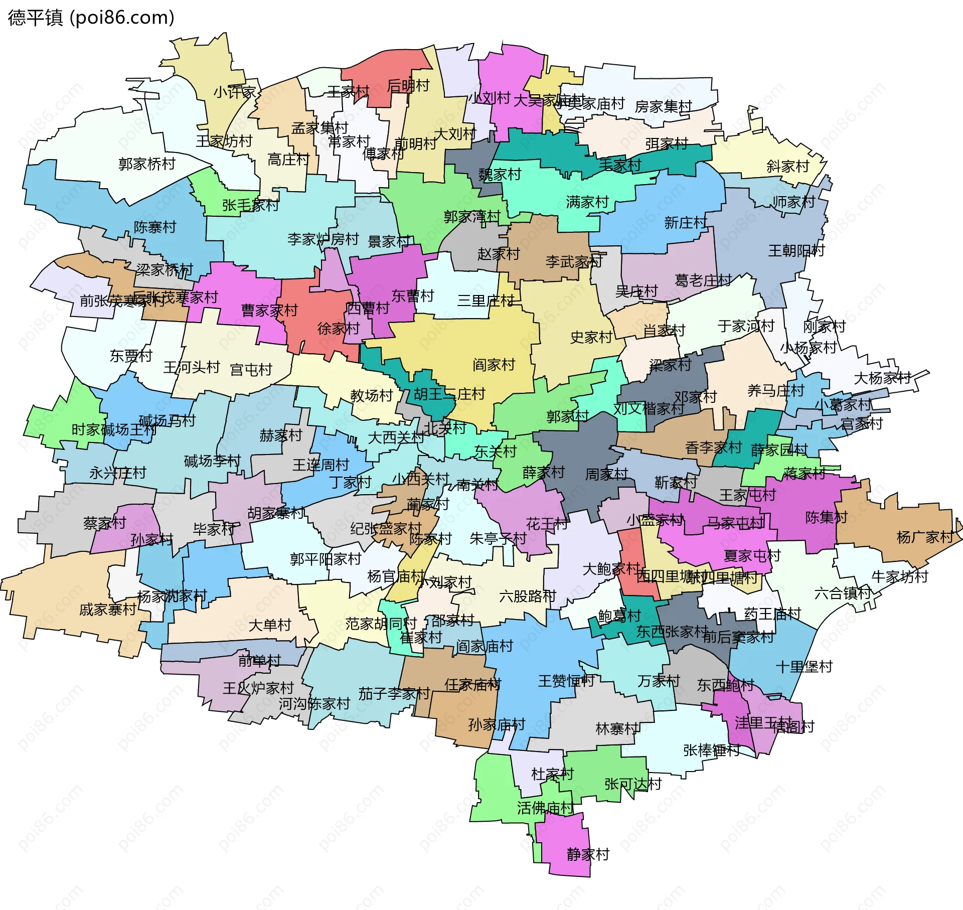 德平镇边界地图(五级行政区划)