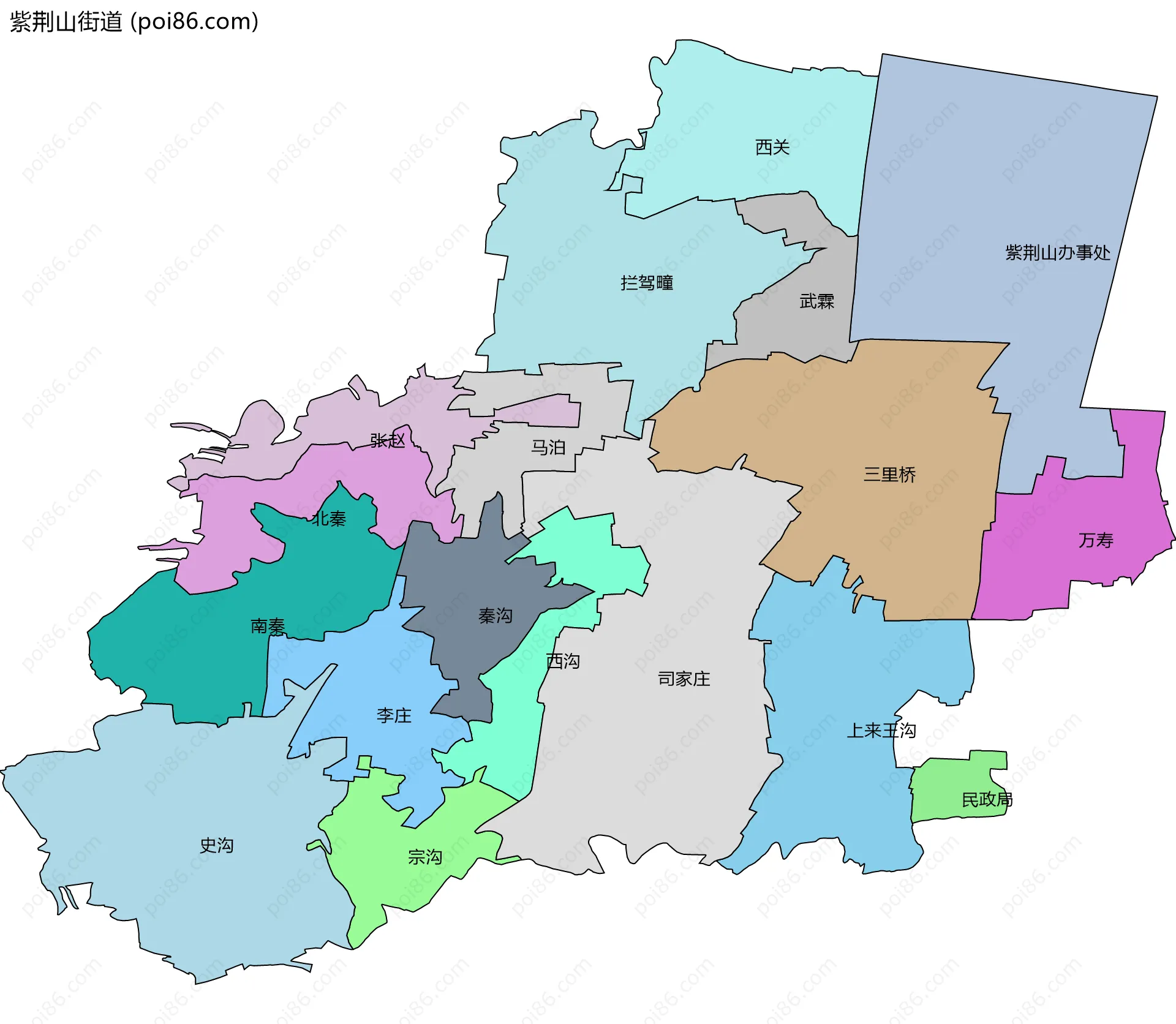 紫荆山街道边界地图(五级行政区划)