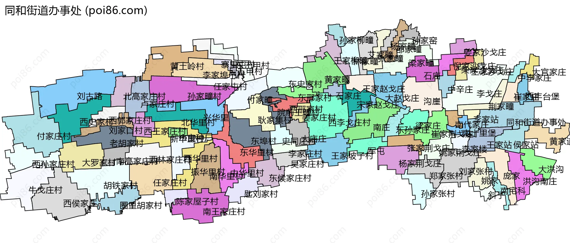 同和街道办事处边界地图(五级行政区划)