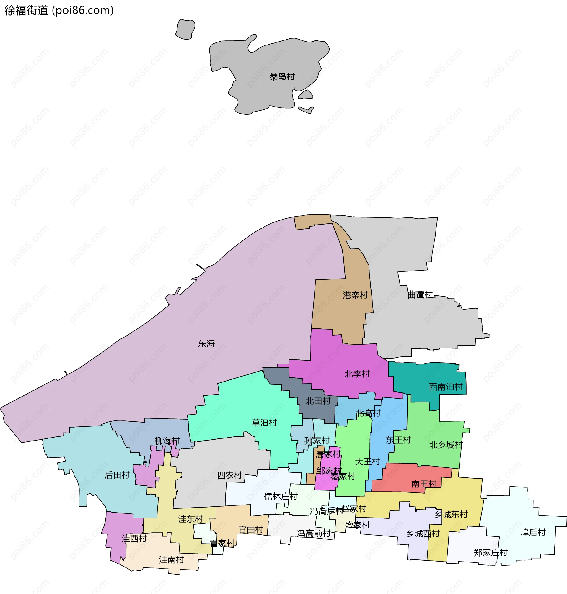 徐福街道边界地图(五级行政区划)
