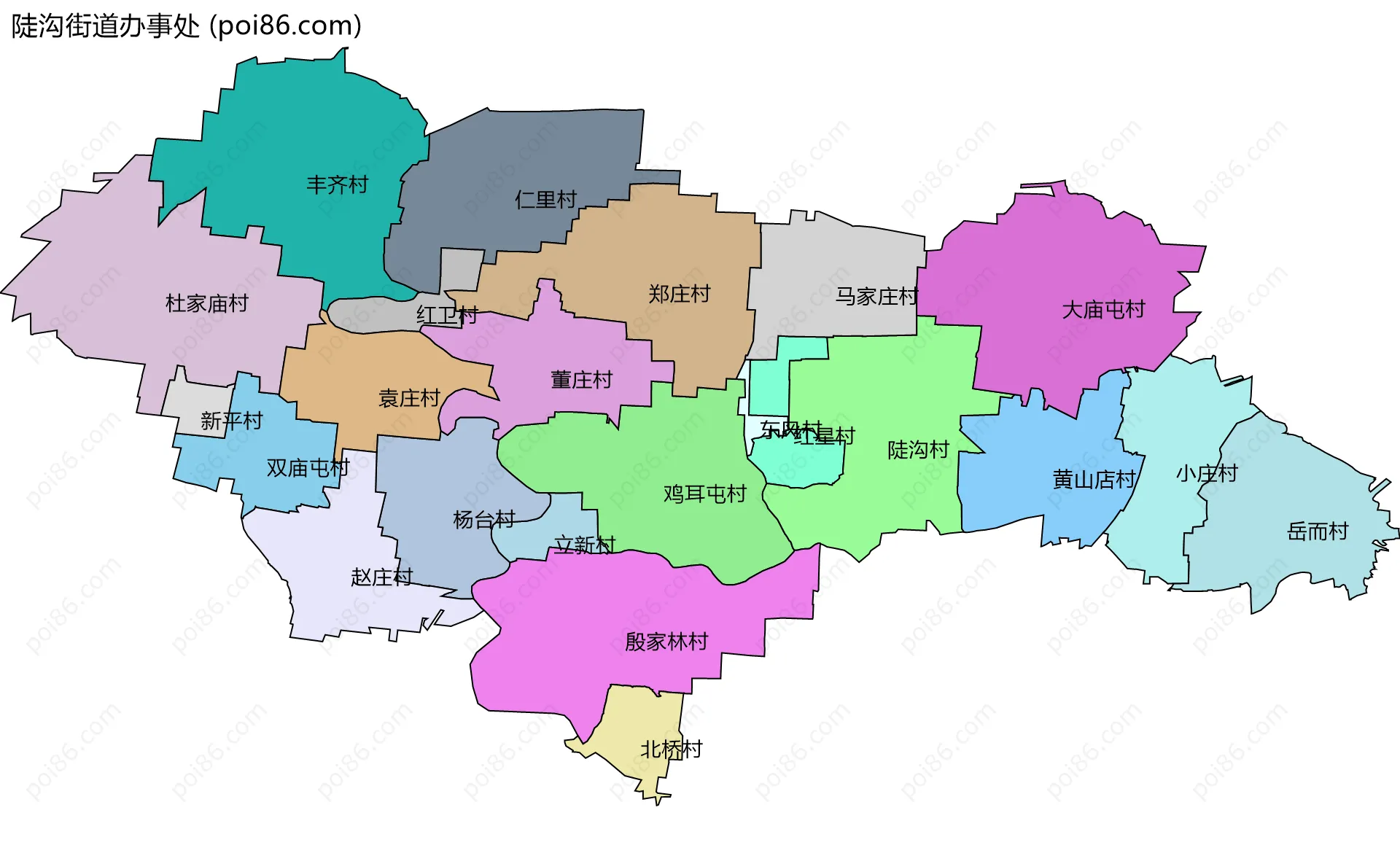 陡沟街道办事处边界地图(五级行政区划)