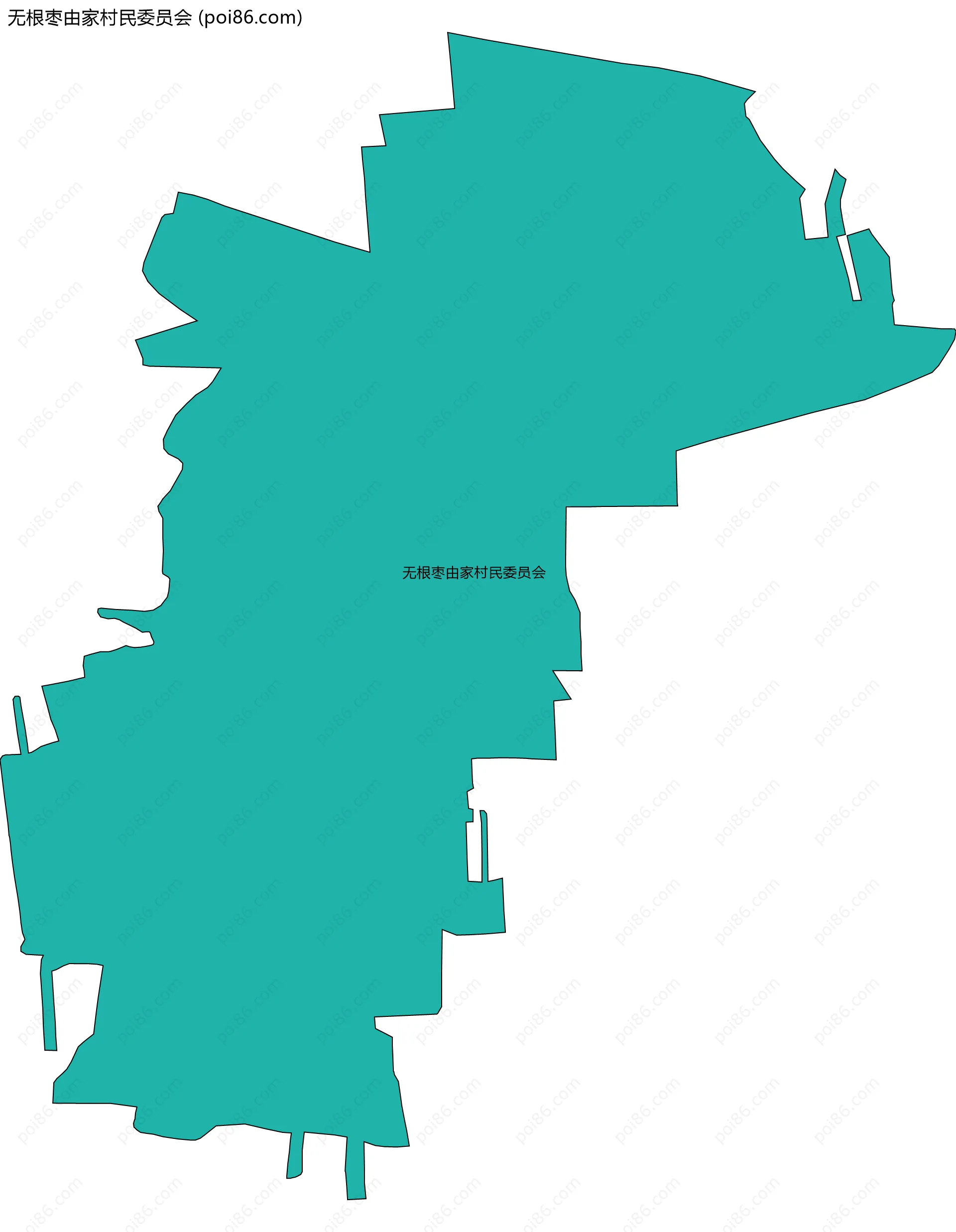 无根枣由家村民委员会边界地图