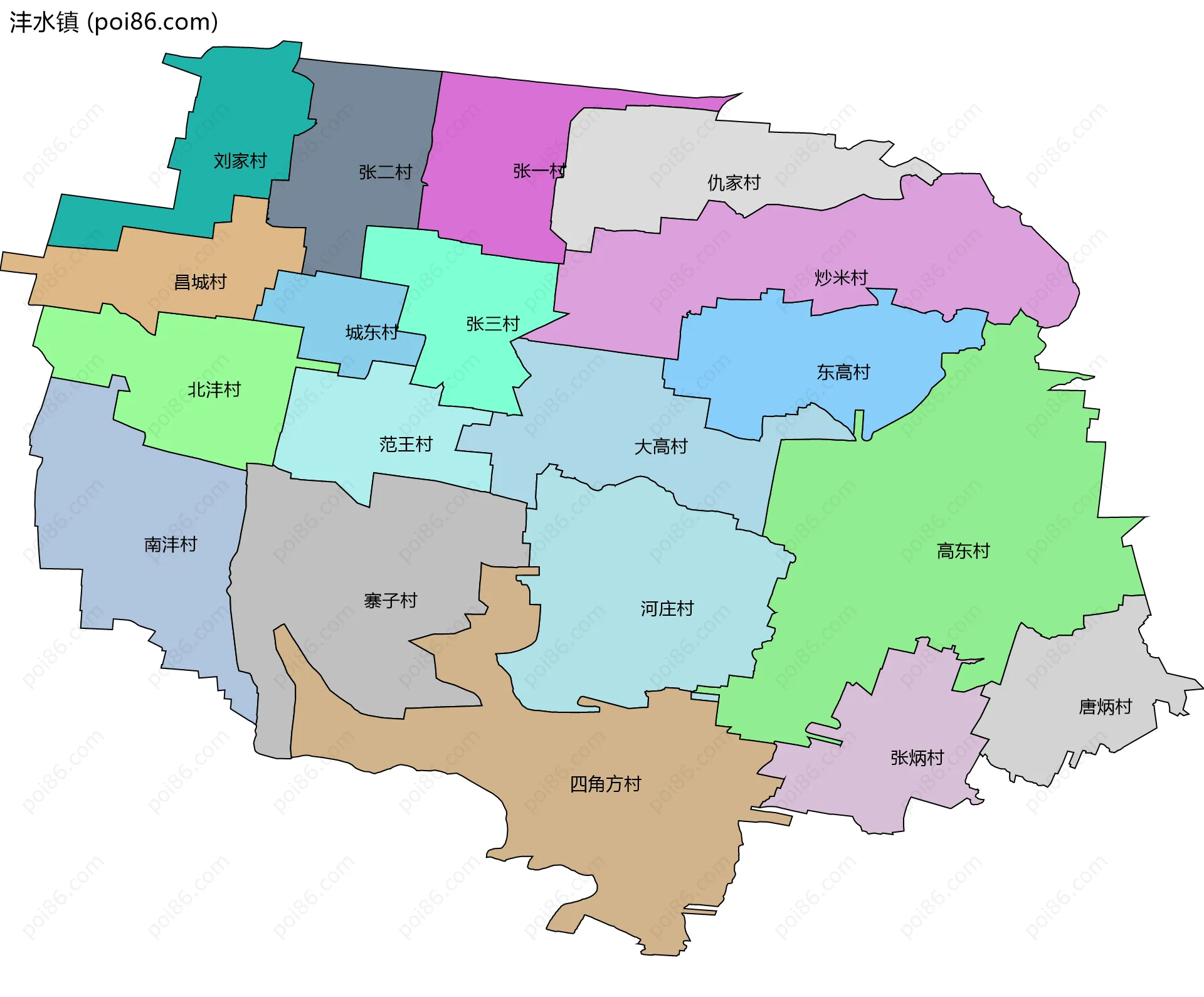 沣水镇边界地图(五级行政区划)