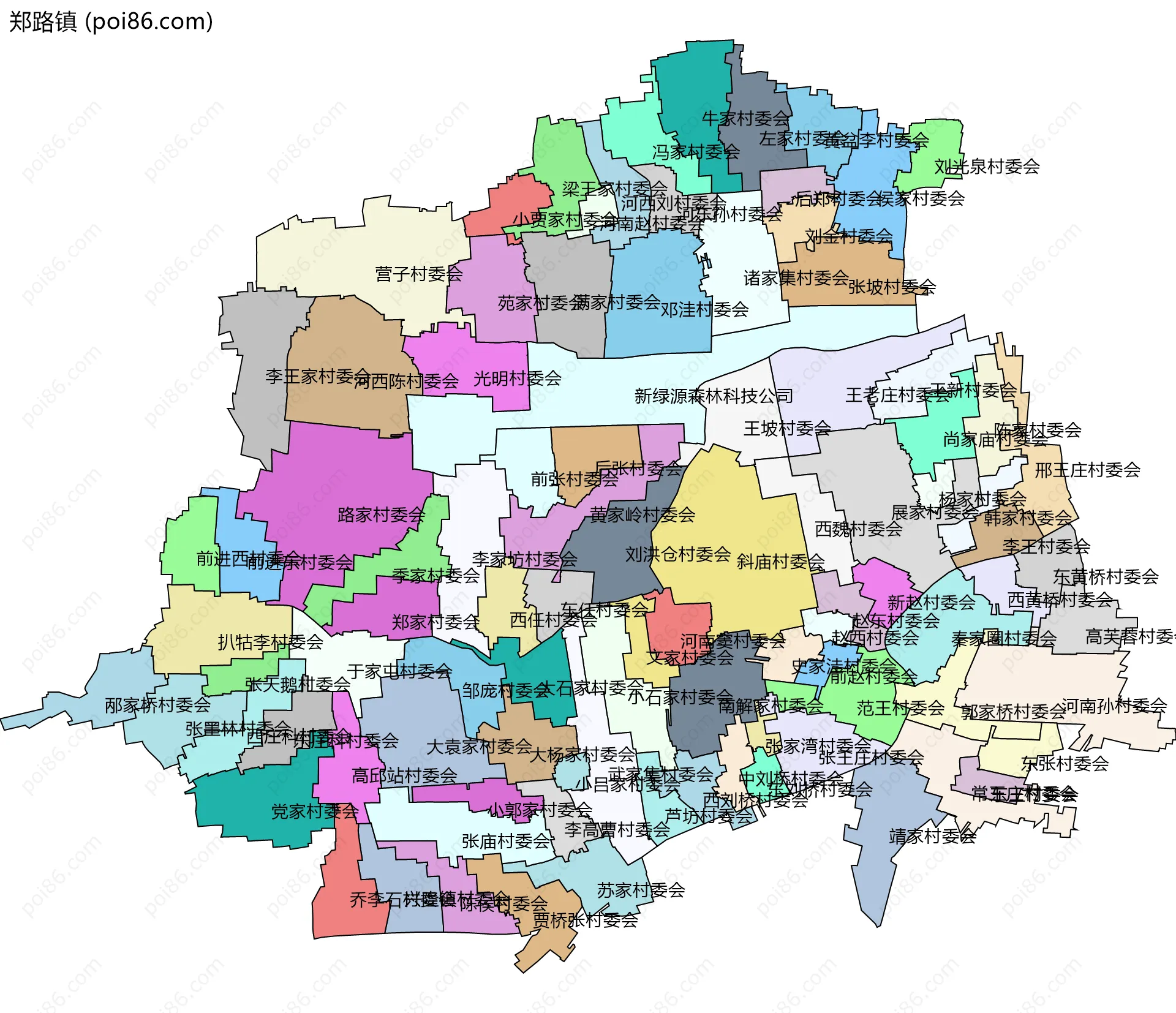 郑路镇边界地图(五级行政区划)