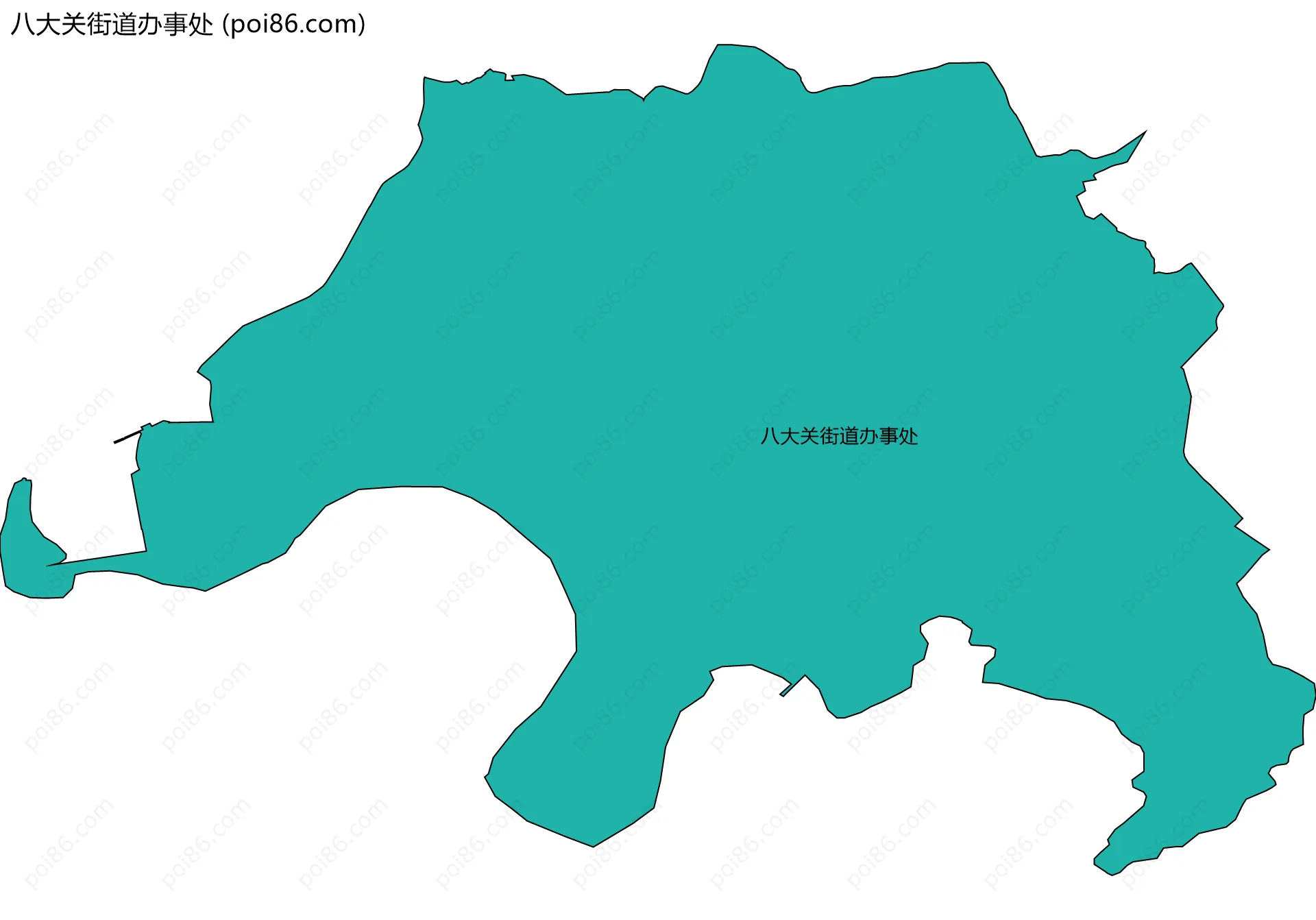 八大关街道办事处边界地图(五级行政区划)