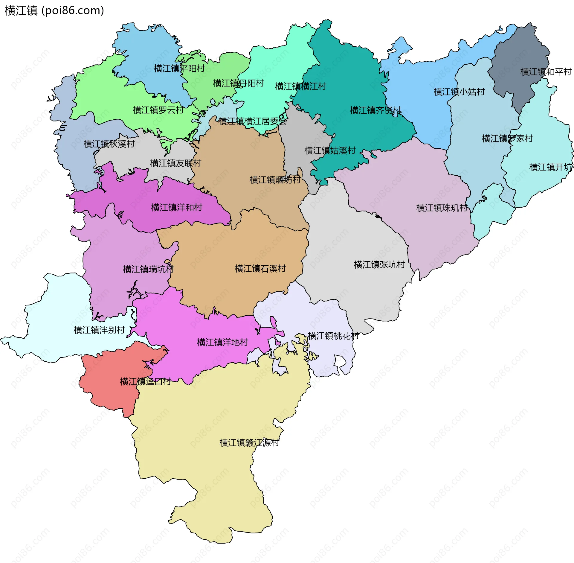 横江镇边界地图(五级行政区划)