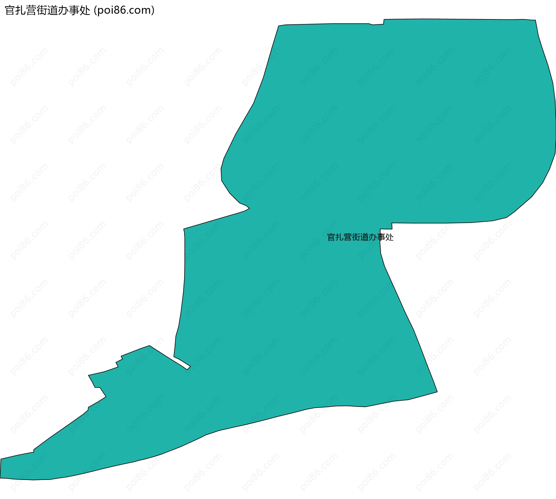 官扎营街道办事处边界地图(五级行政区划)