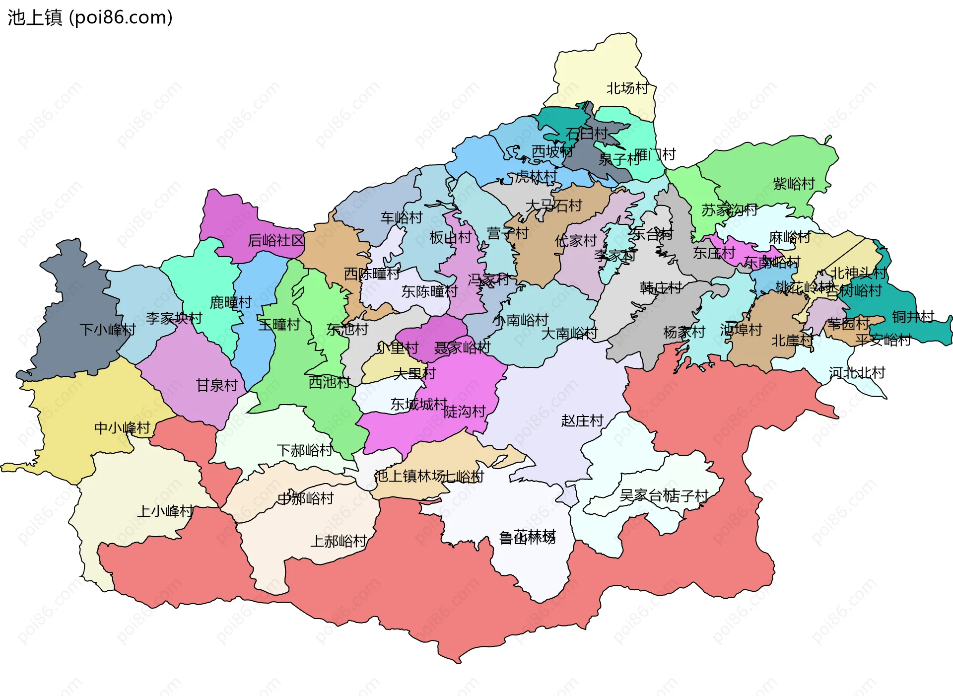 池上镇边界地图(五级行政区划)