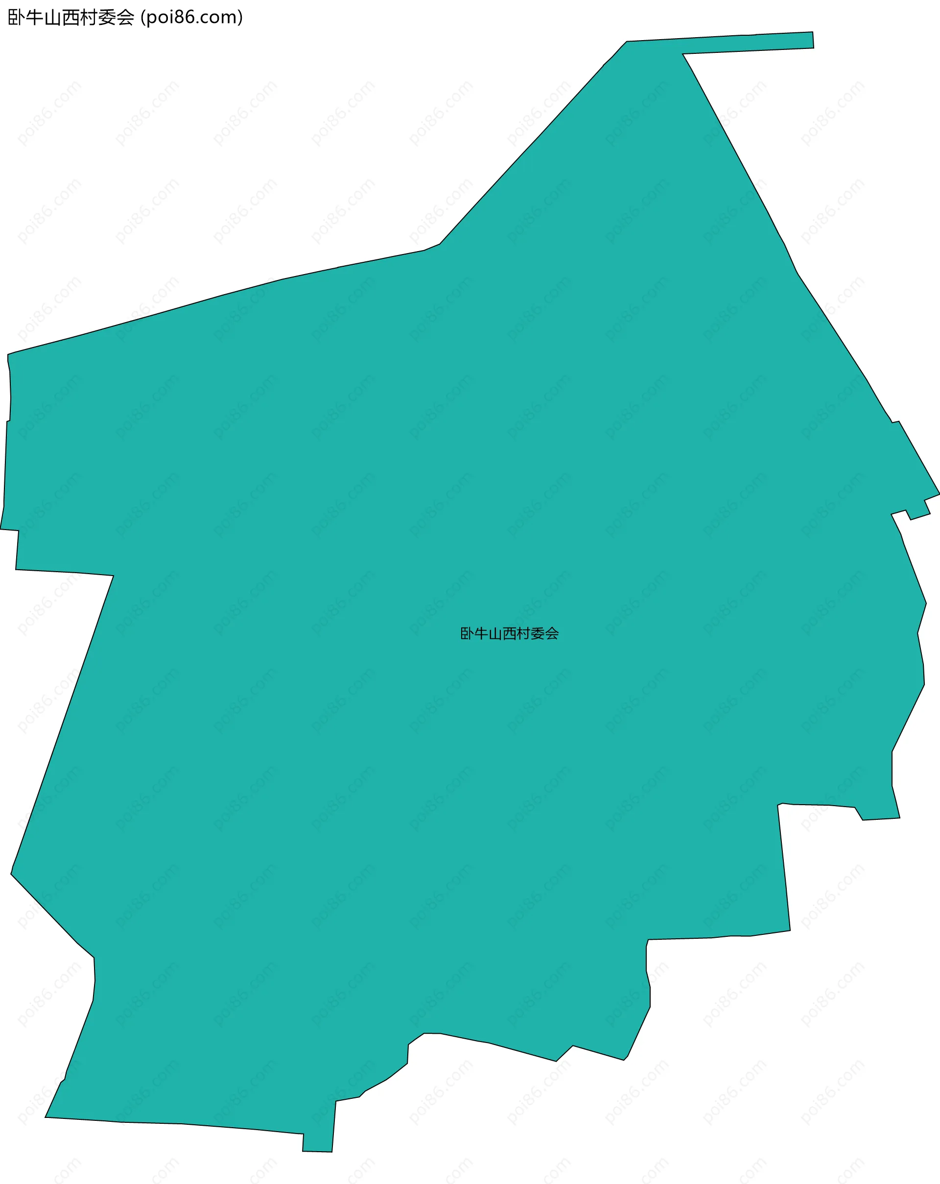 卧牛山西村委会边界地图