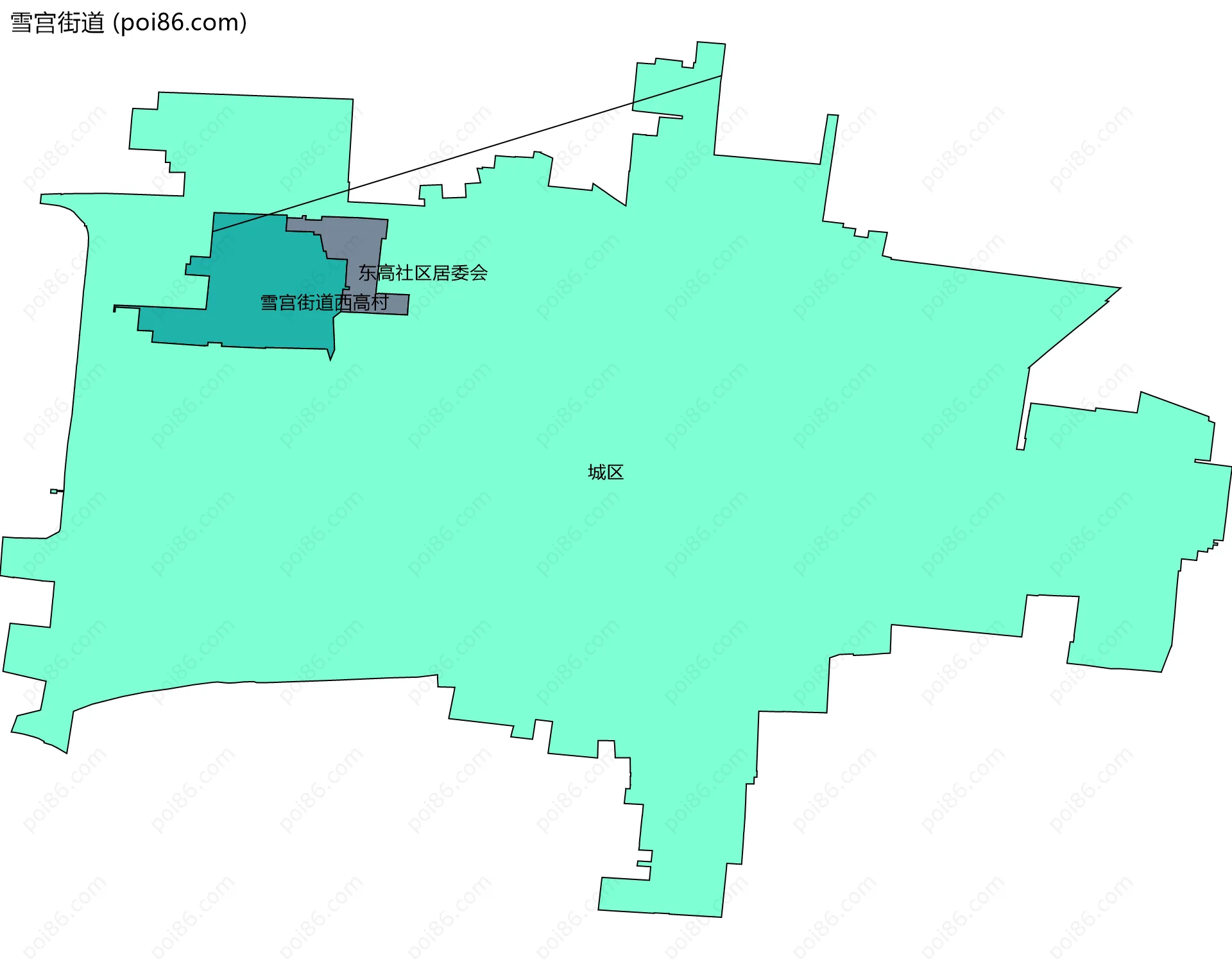 雪宫街道边界地图(五级行政区划)