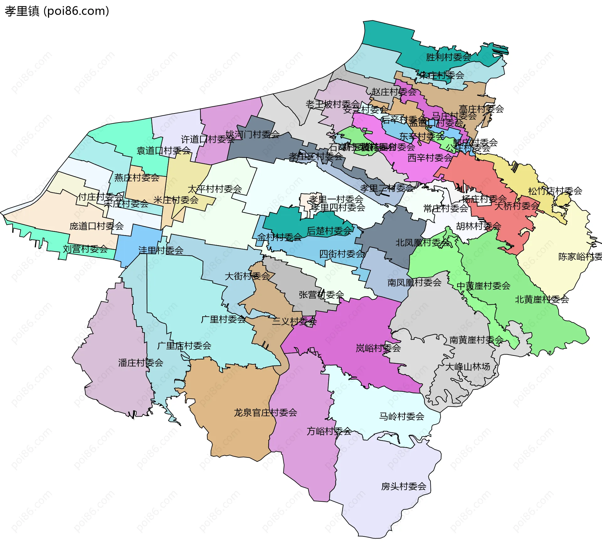 孝里镇边界地图(五级行政区划)