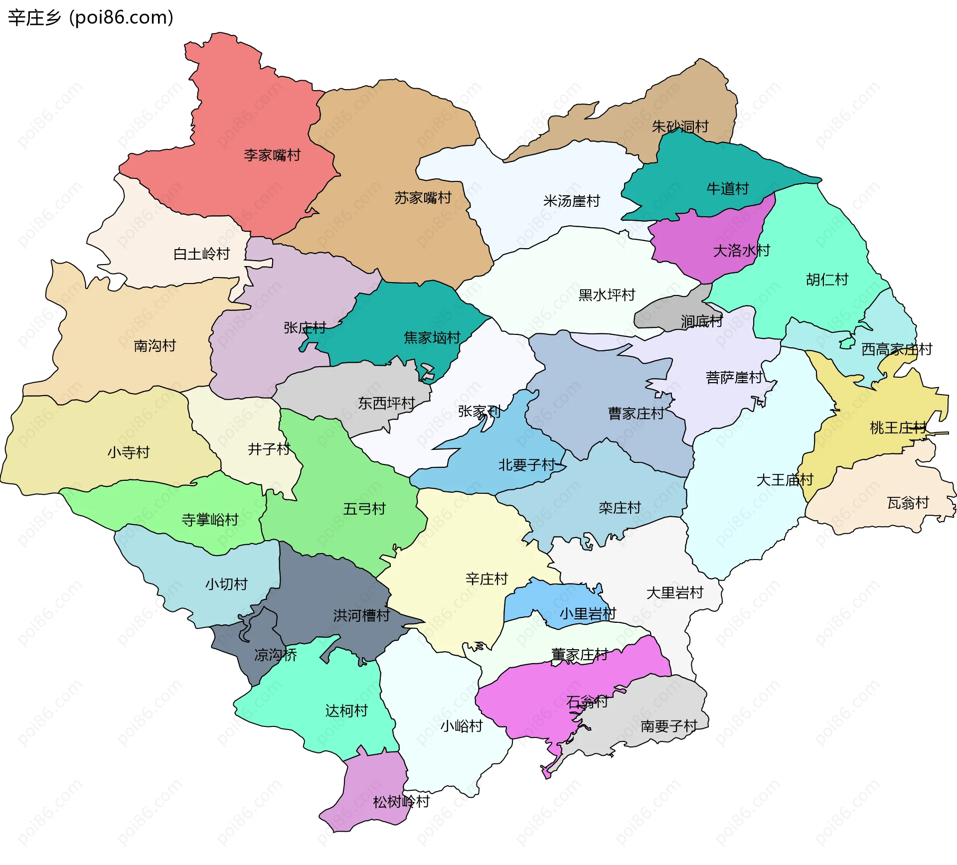 辛庄乡边界地图(五级行政区划)