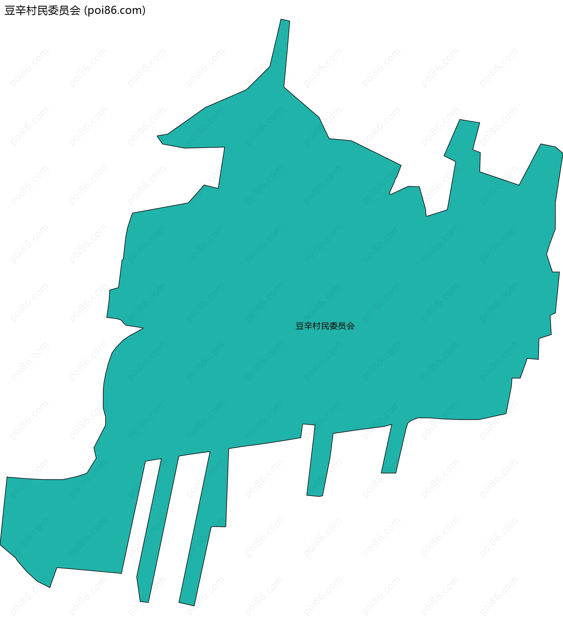 豆辛村民委员会边界地图