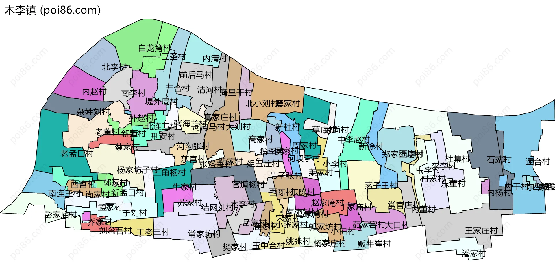 木李镇边界地图(五级行政区划)