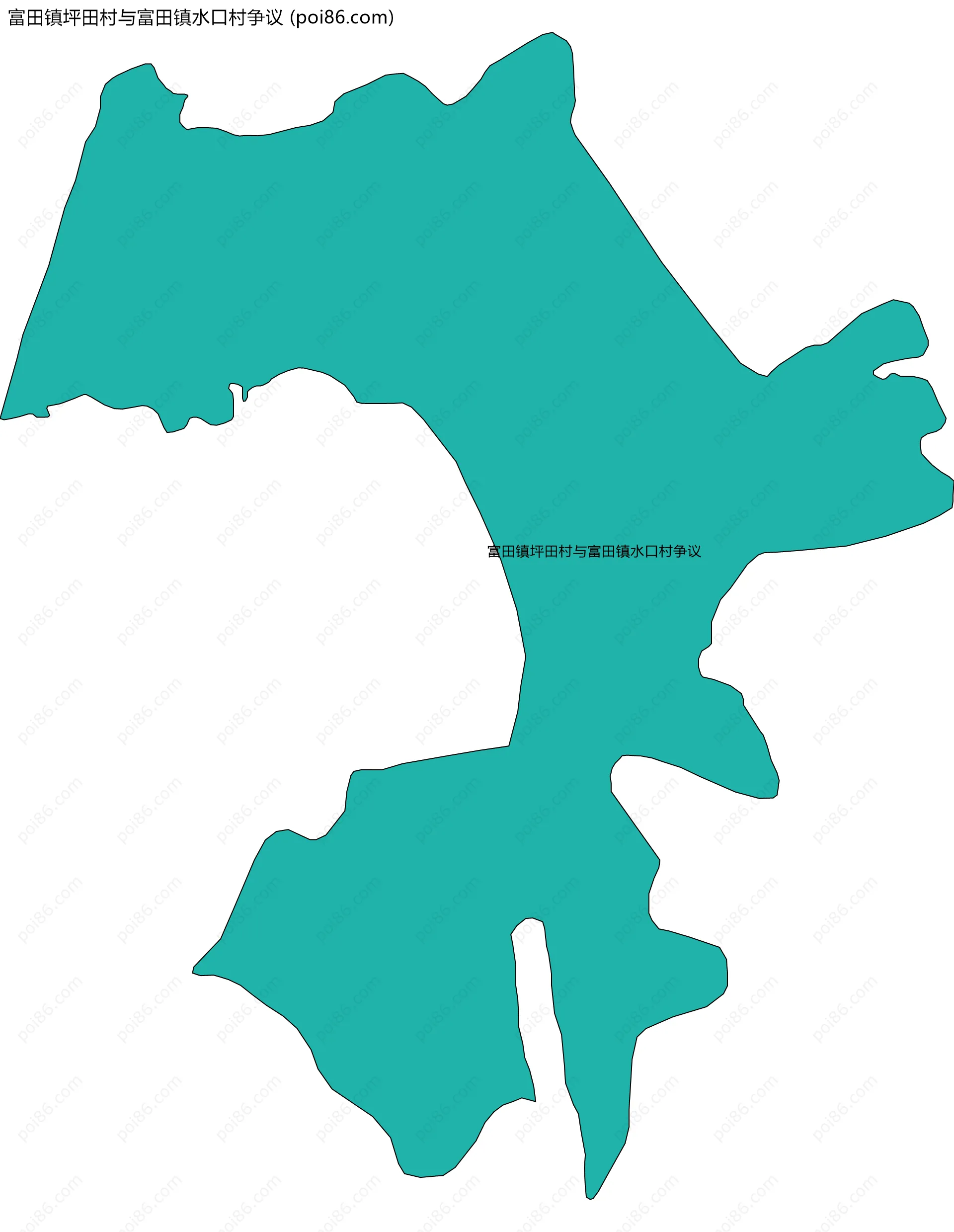 富田镇坪田村与富田镇水口村争议边界地图