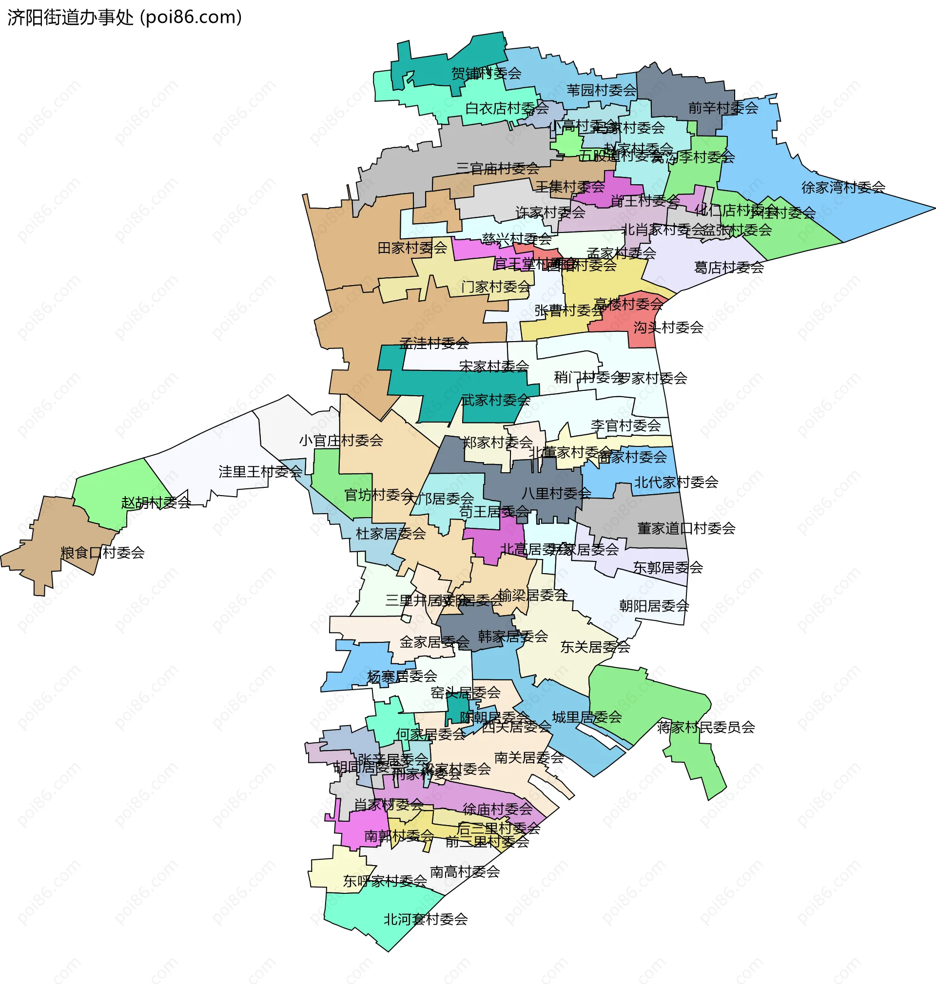 济阳街道办事处边界地图(五级行政区划)