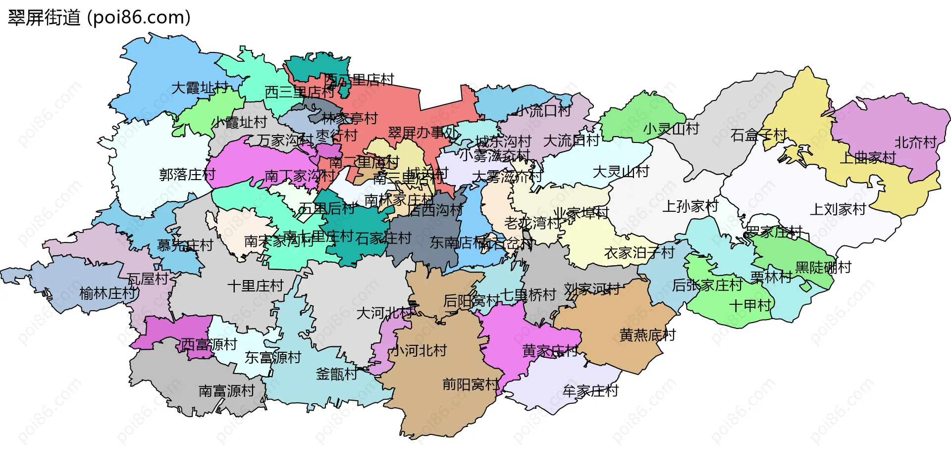 翠屏街道边界地图(五级行政区划)