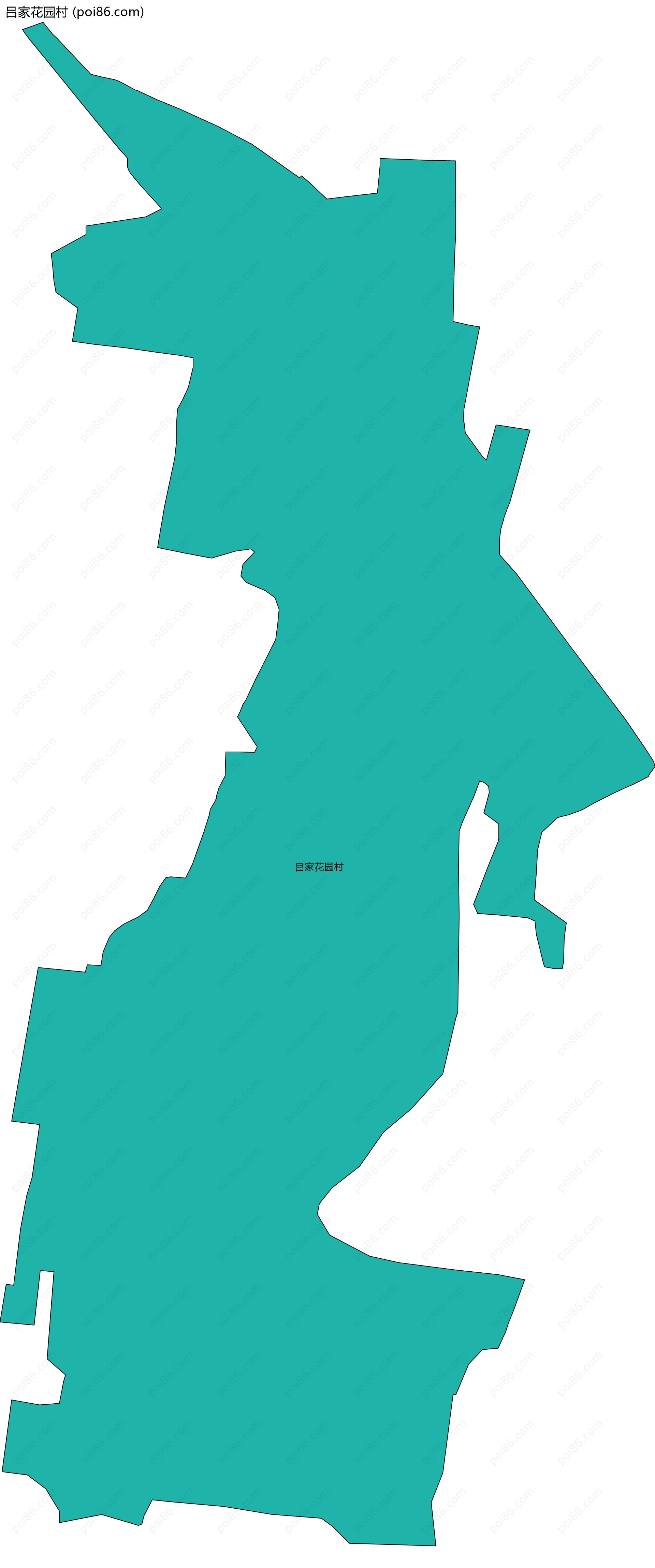 吕家花园村边界地图